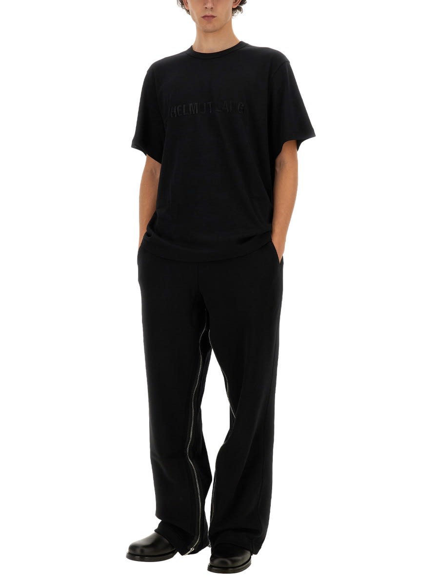Helmut Lang Relaxed Fit Crew Neck T-shirt With Embossed Logo In Black