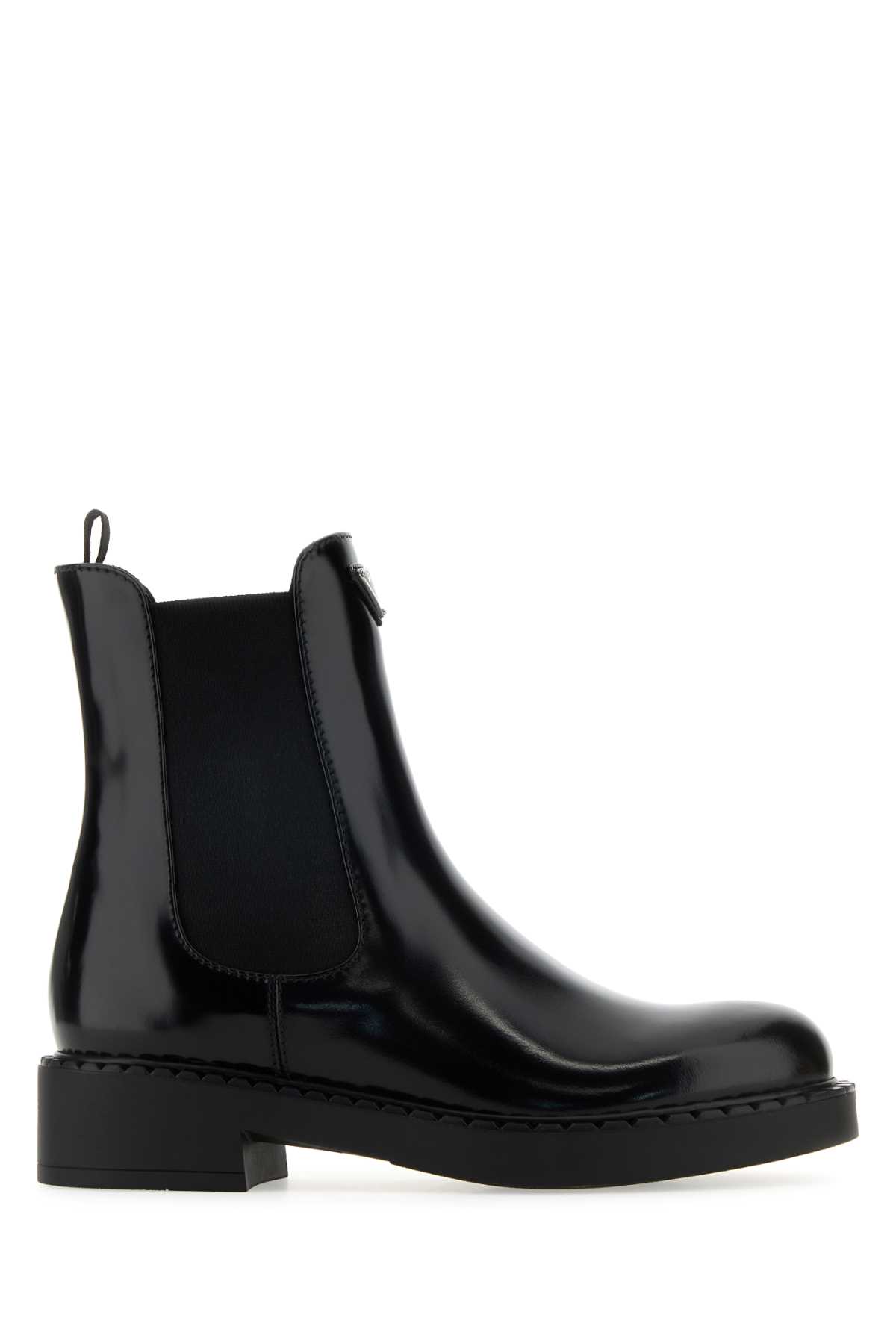 Prada Black Leather Ankle Boots