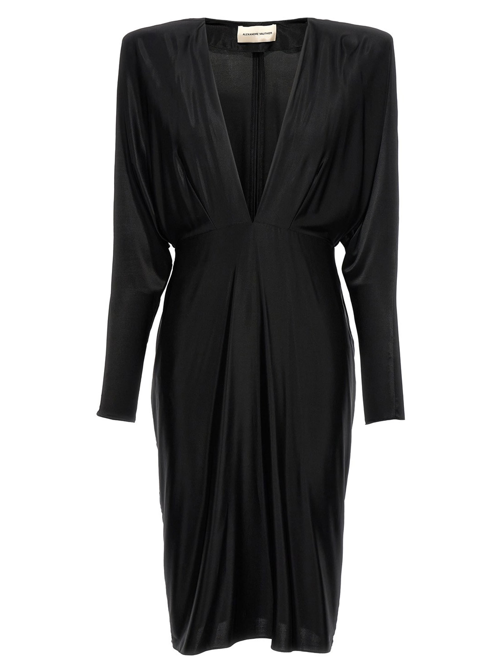 Shop Alexandre Vauthier V-neck Jersey Dress In Black
