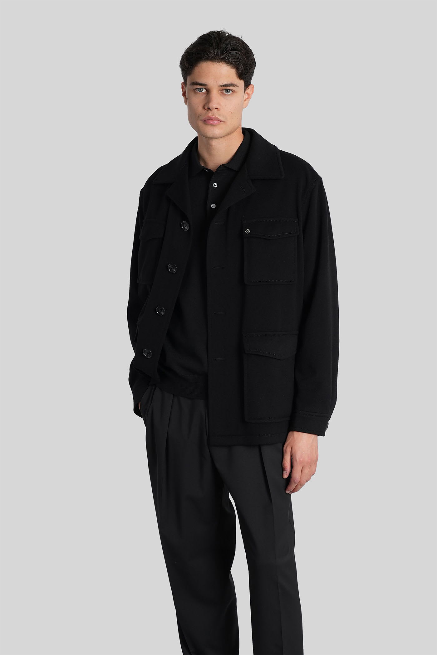 Tagliatore Palmer Polo In Black Wool In Black