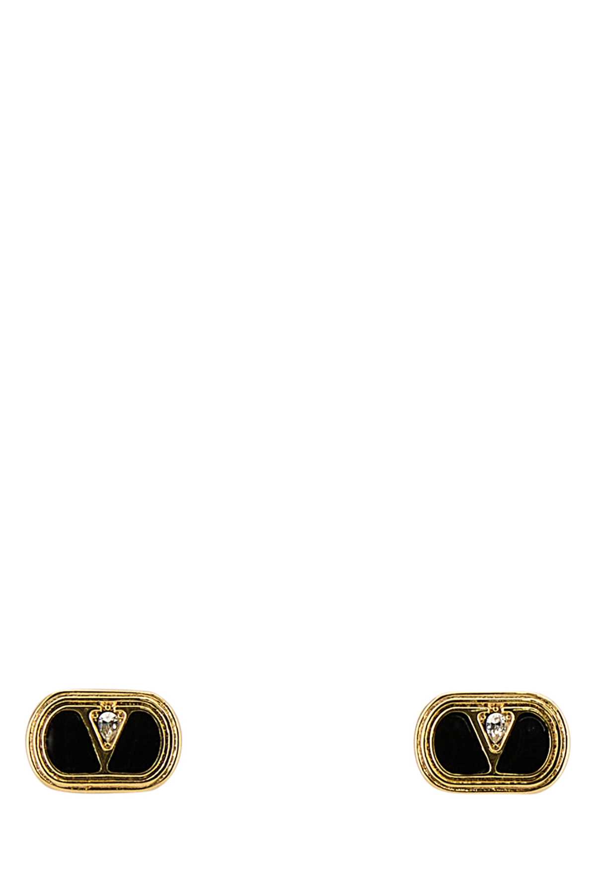 Two-tone Enamel And Metal Vlogo Earrings