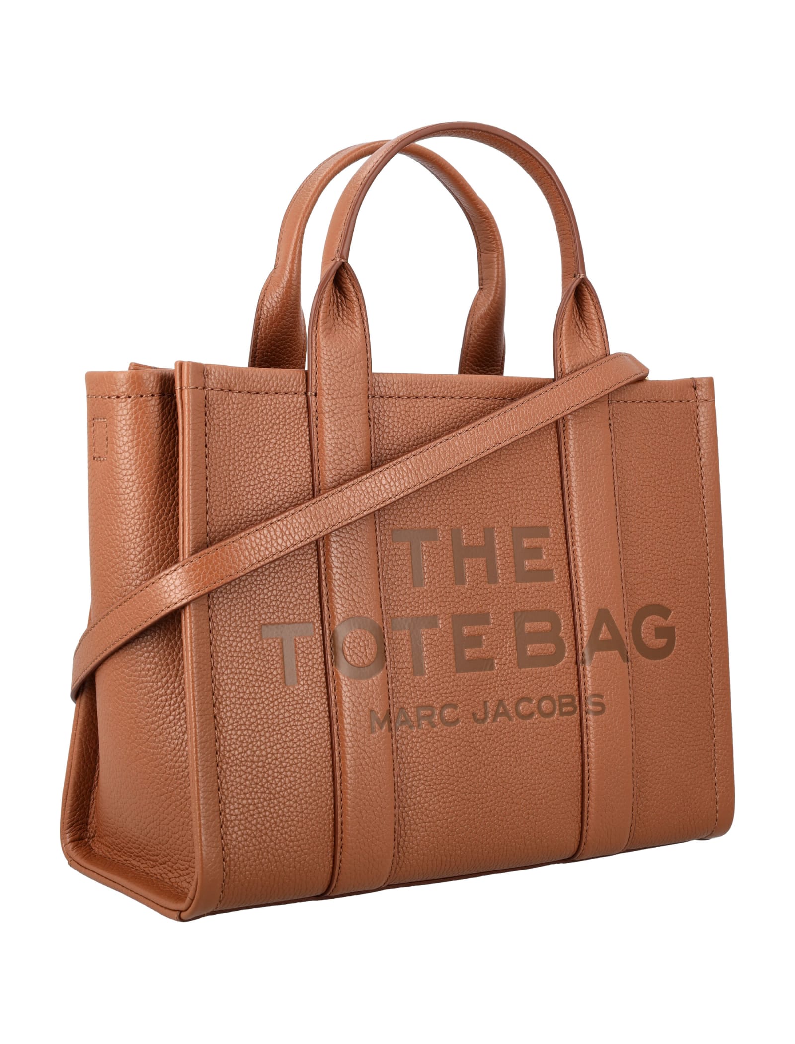 Shop Marc Jacobs The Leather Medium Tote Bag In Argan Oil