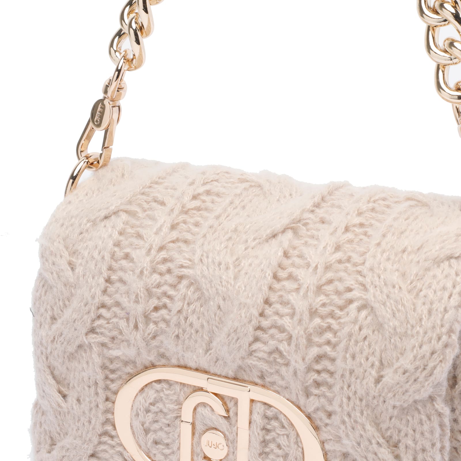 Liu •jo Crossbody Bag With Chain And Knit Texture In White