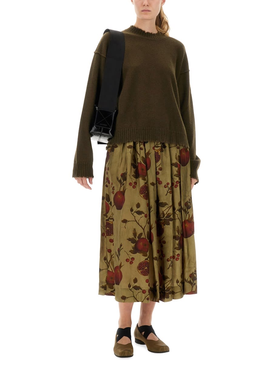 Uma Wang Green Cashmere Sweater With Distressed Details In Green