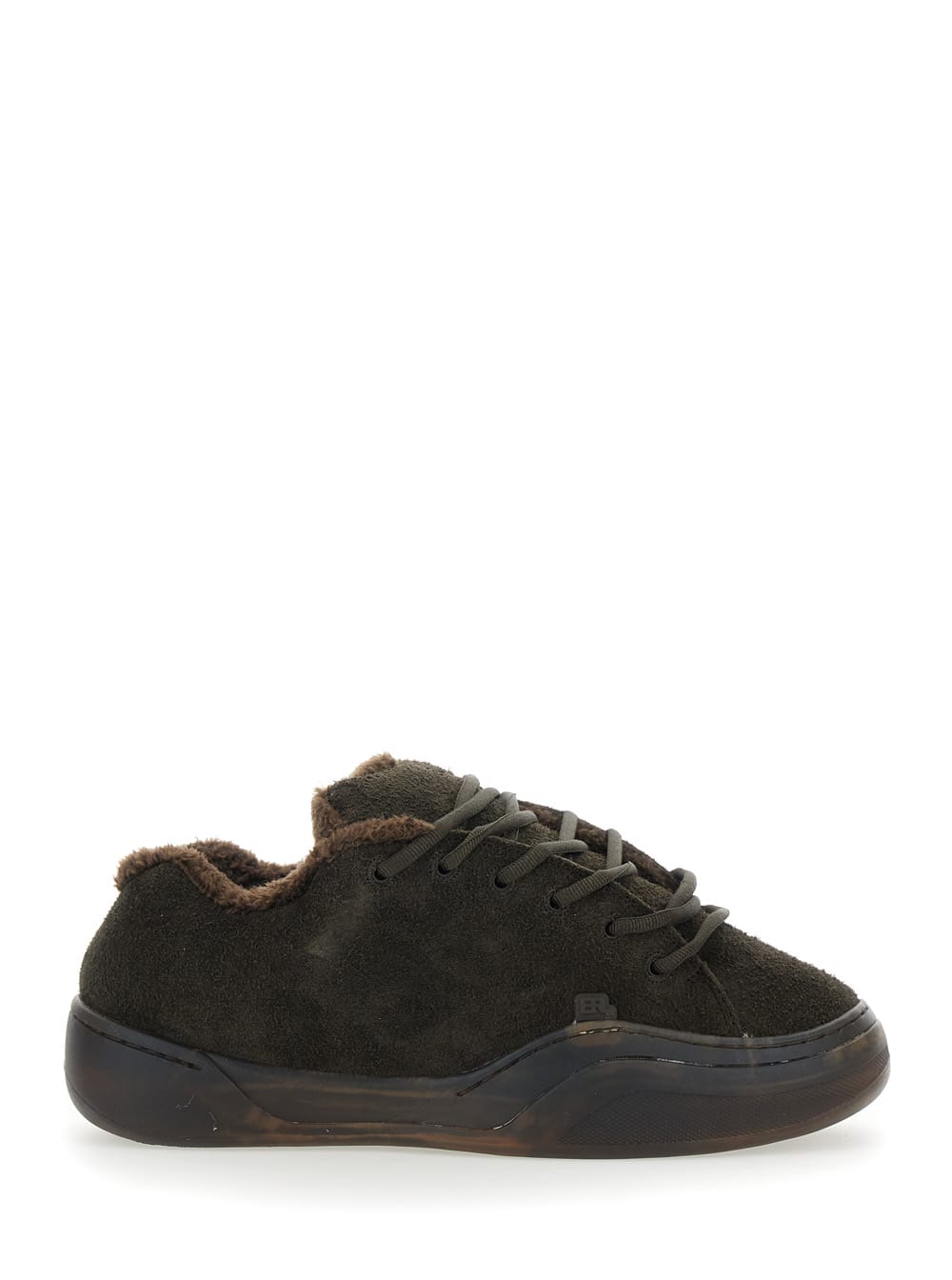 Erl Vamp Skate Brown Low-top Sneaker With Front Logo In Velvet Man In Brown