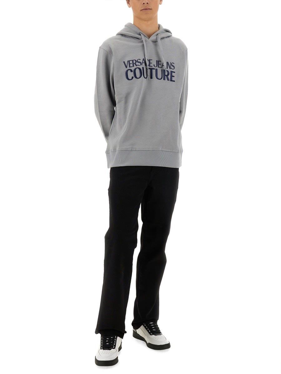 Shop Versace Jeans Couture Sweatshirt With Logo In Grey