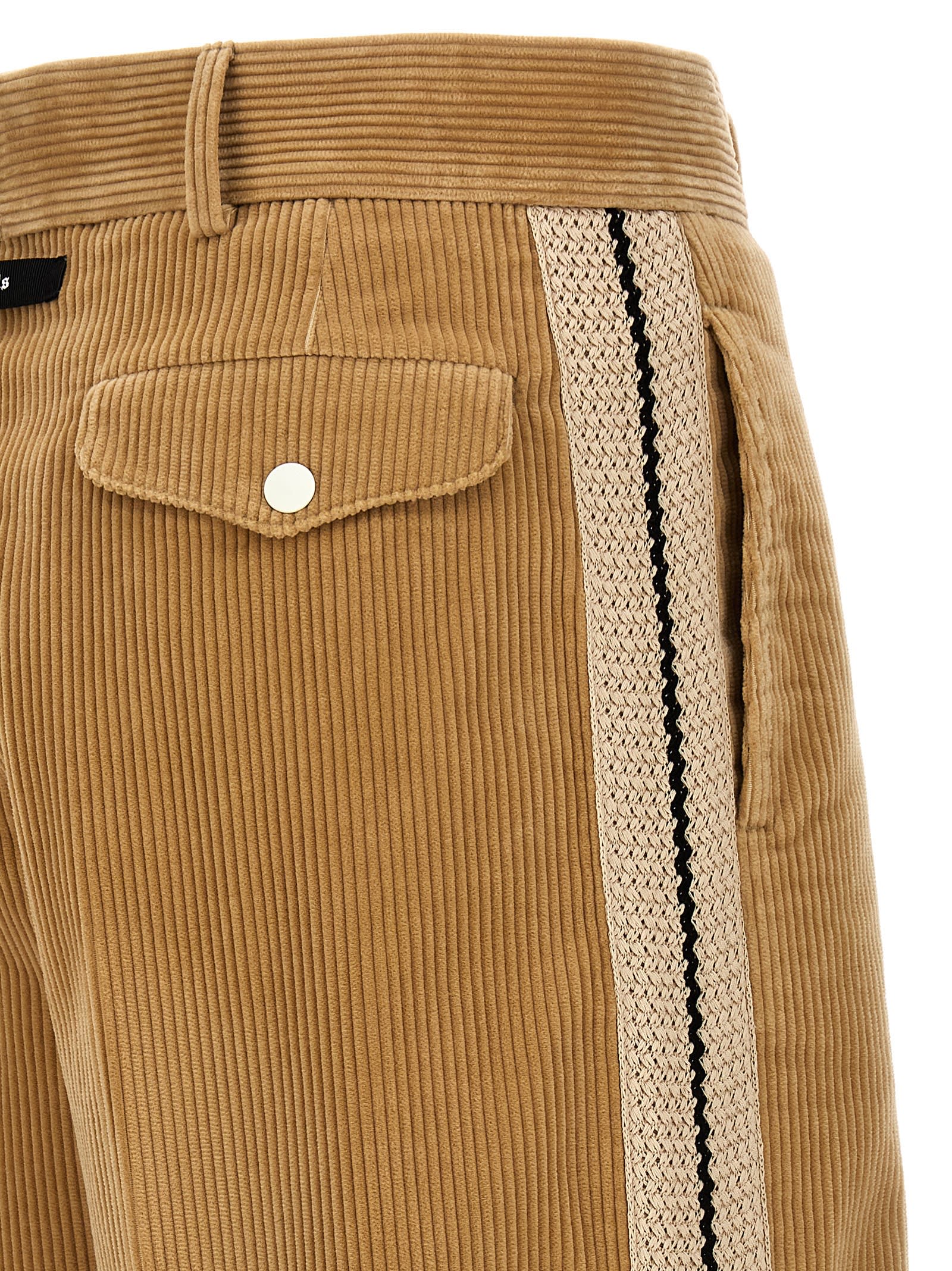 Shop Palm Angels Corduory Suit Tape Pants In Beige