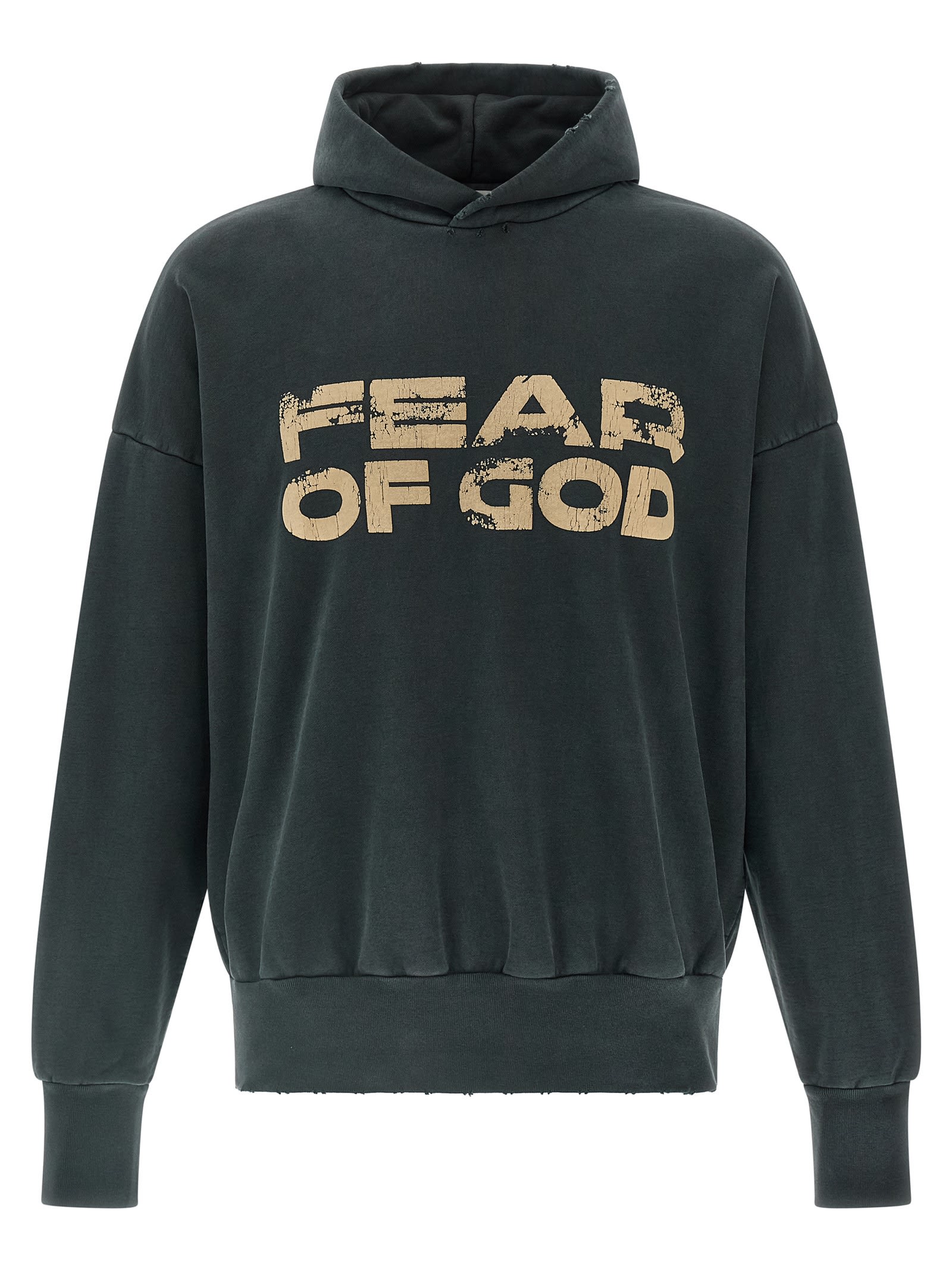 Fear Of God Logo-print Cotton-jersey Hoodie In Black