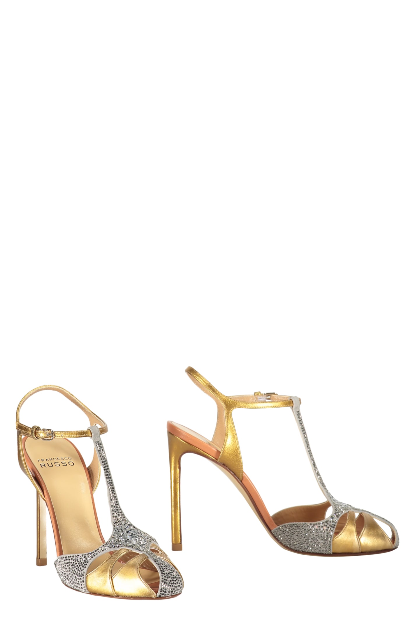 Shop Francesco Russo Heeled Sandals In Gold