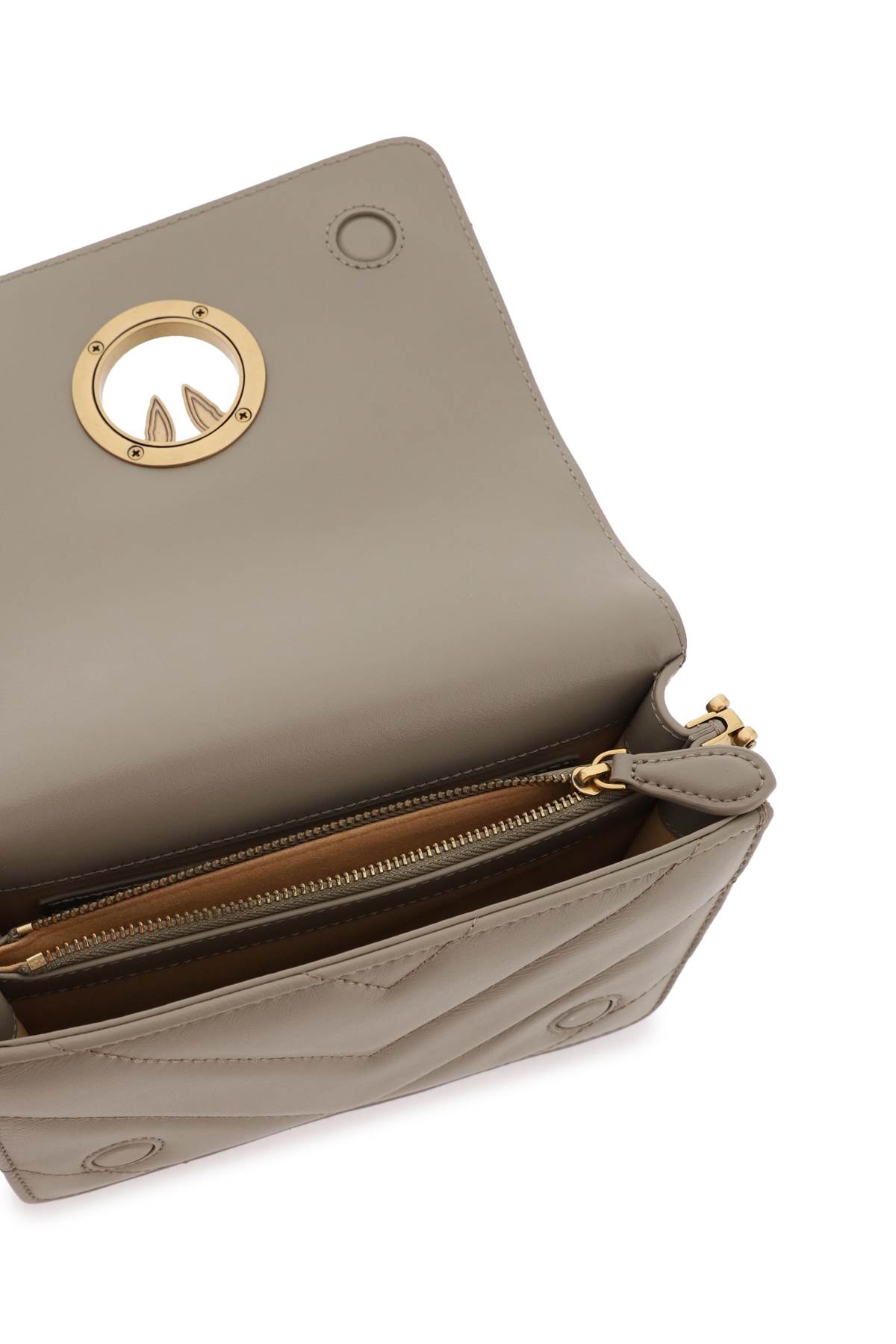 Pinko Click Mini Love Bag In Noce Antique Gold (khaki)