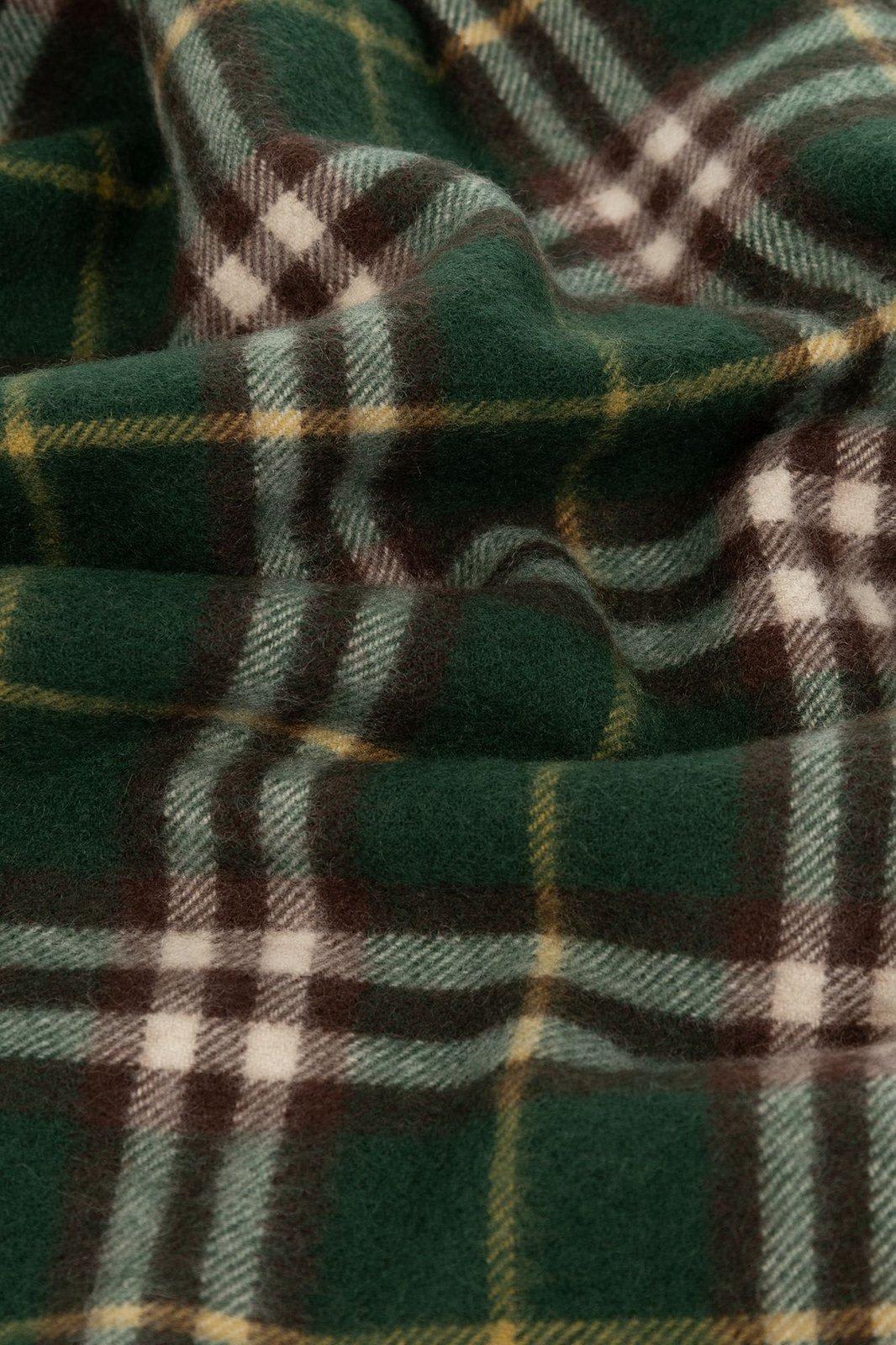 Shop Burberry Checked Fringed Scarf