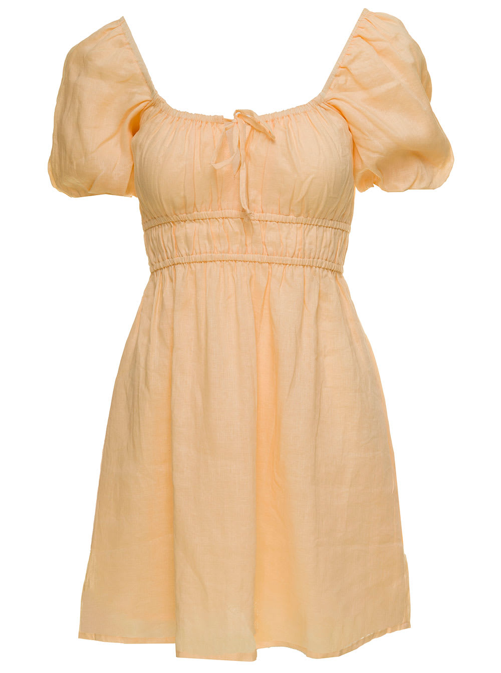 Faithfull The Brand Womans Calabria Pastel Orange Linen Dress