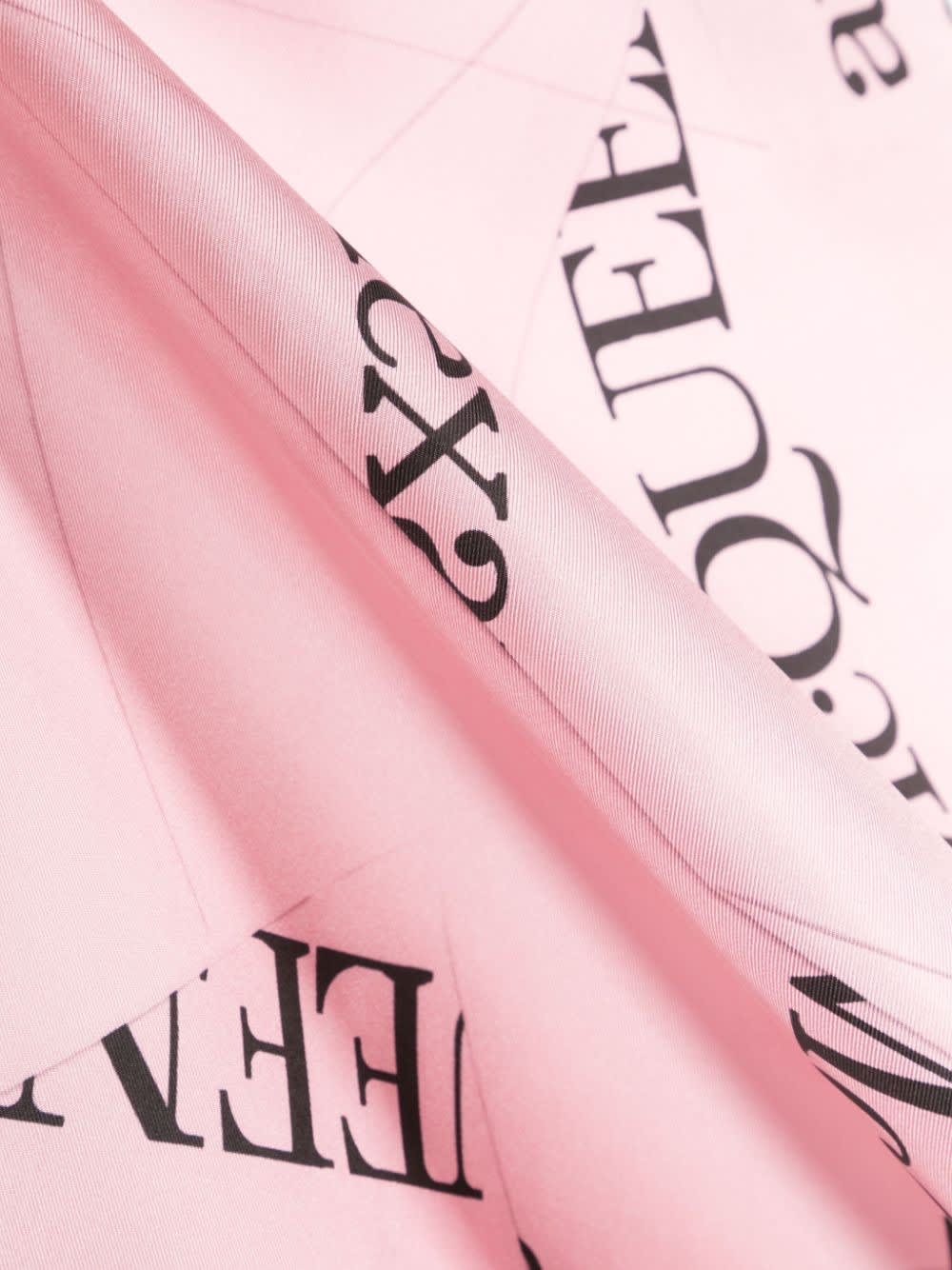 Shop Alexander Mcqueen Pink Silk Scarf With Logo