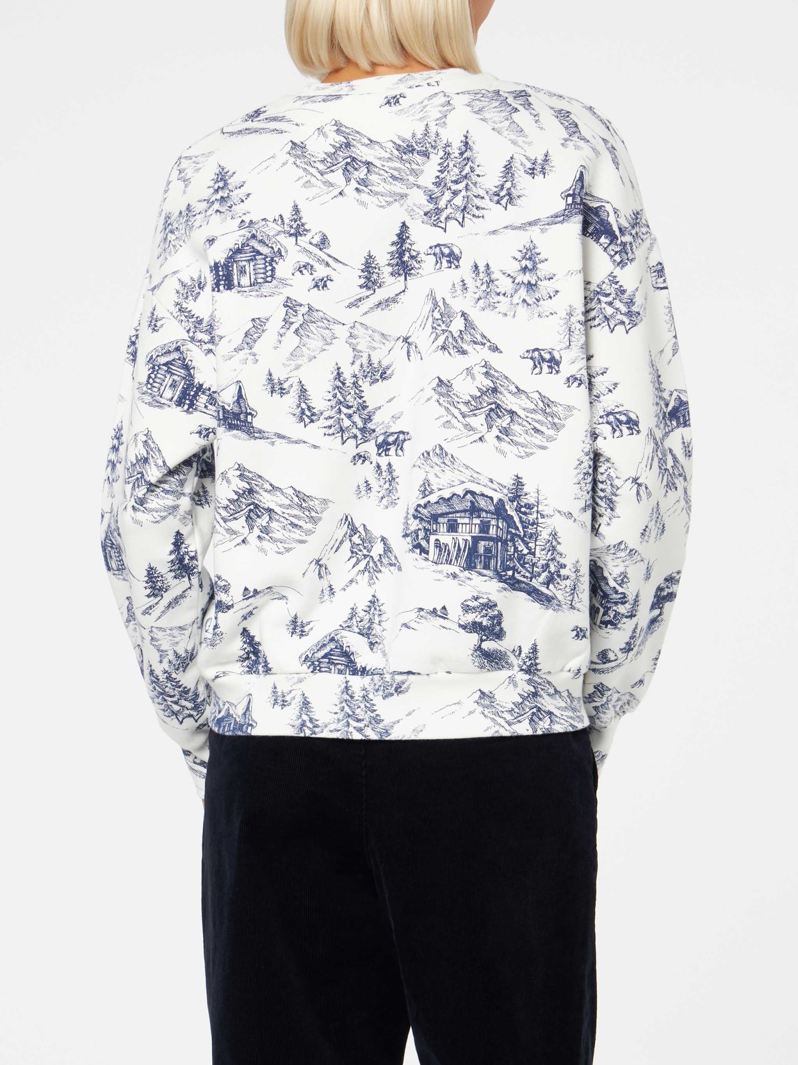 Shop Mc2 Saint Barth Woman Fleece Sweatshirt With Toile De Jouy Print In White