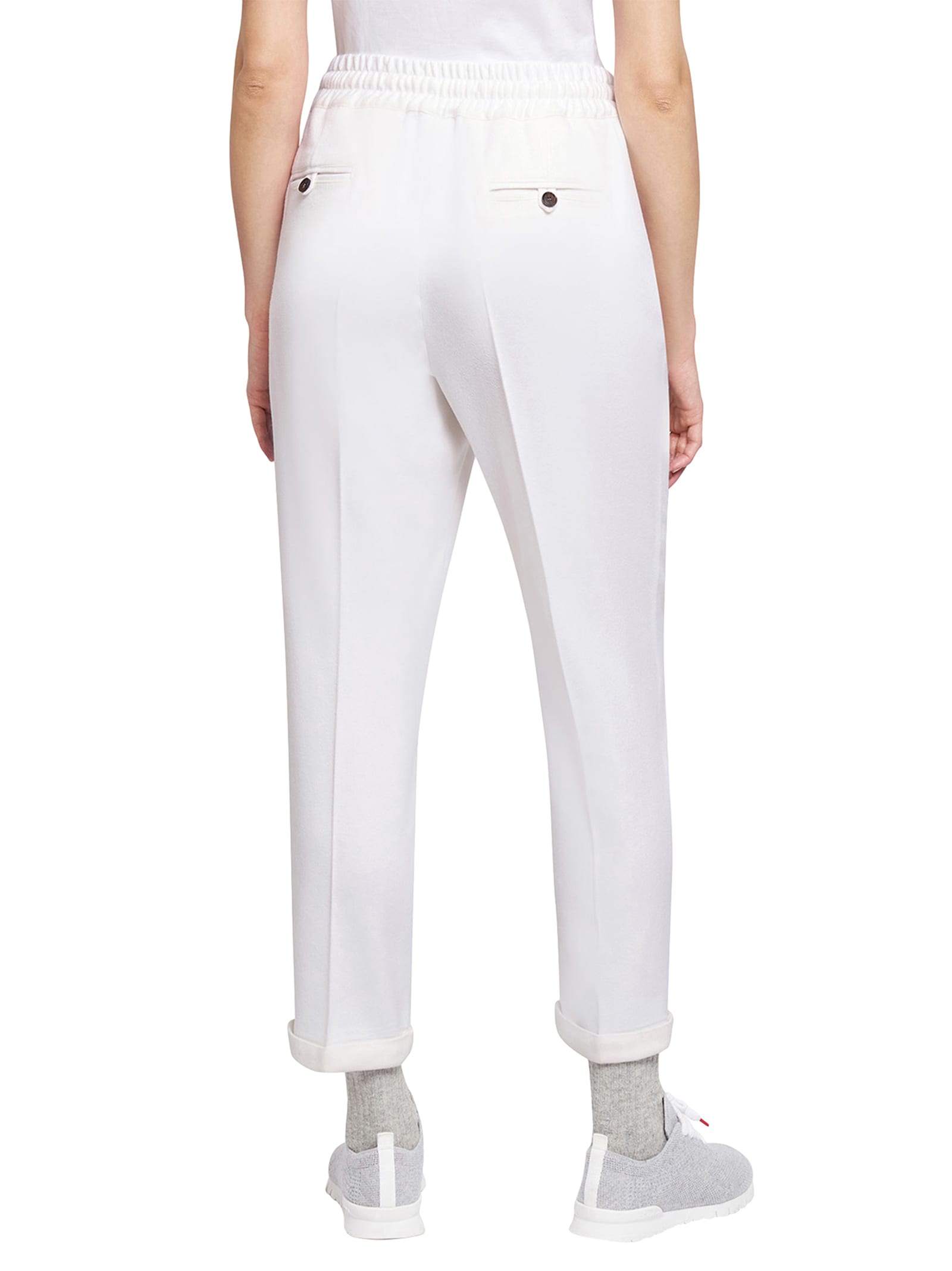 Shop Kiton Trousers Cashmere In White