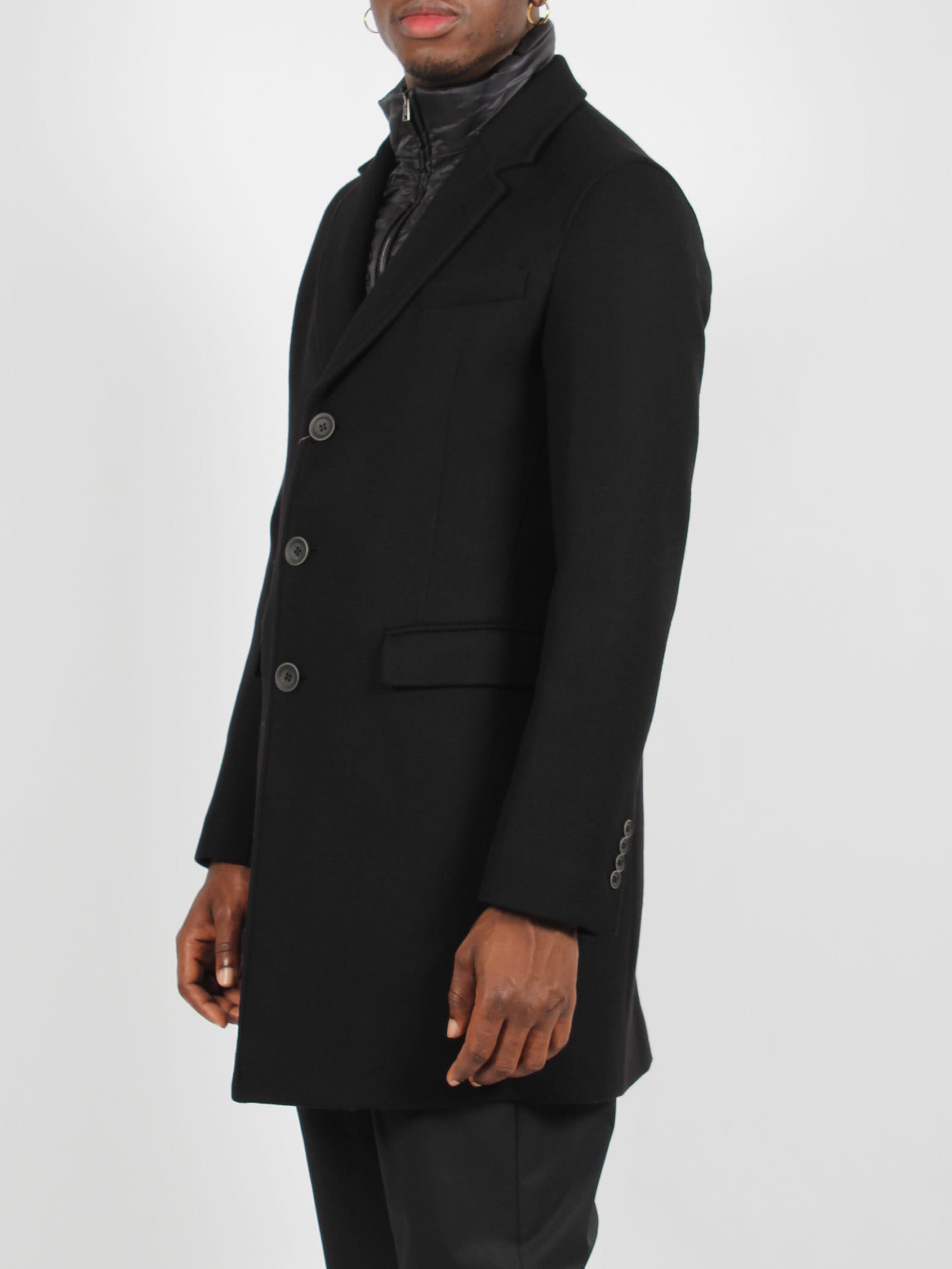 Shop Herno Recycled Wool Coat In Black