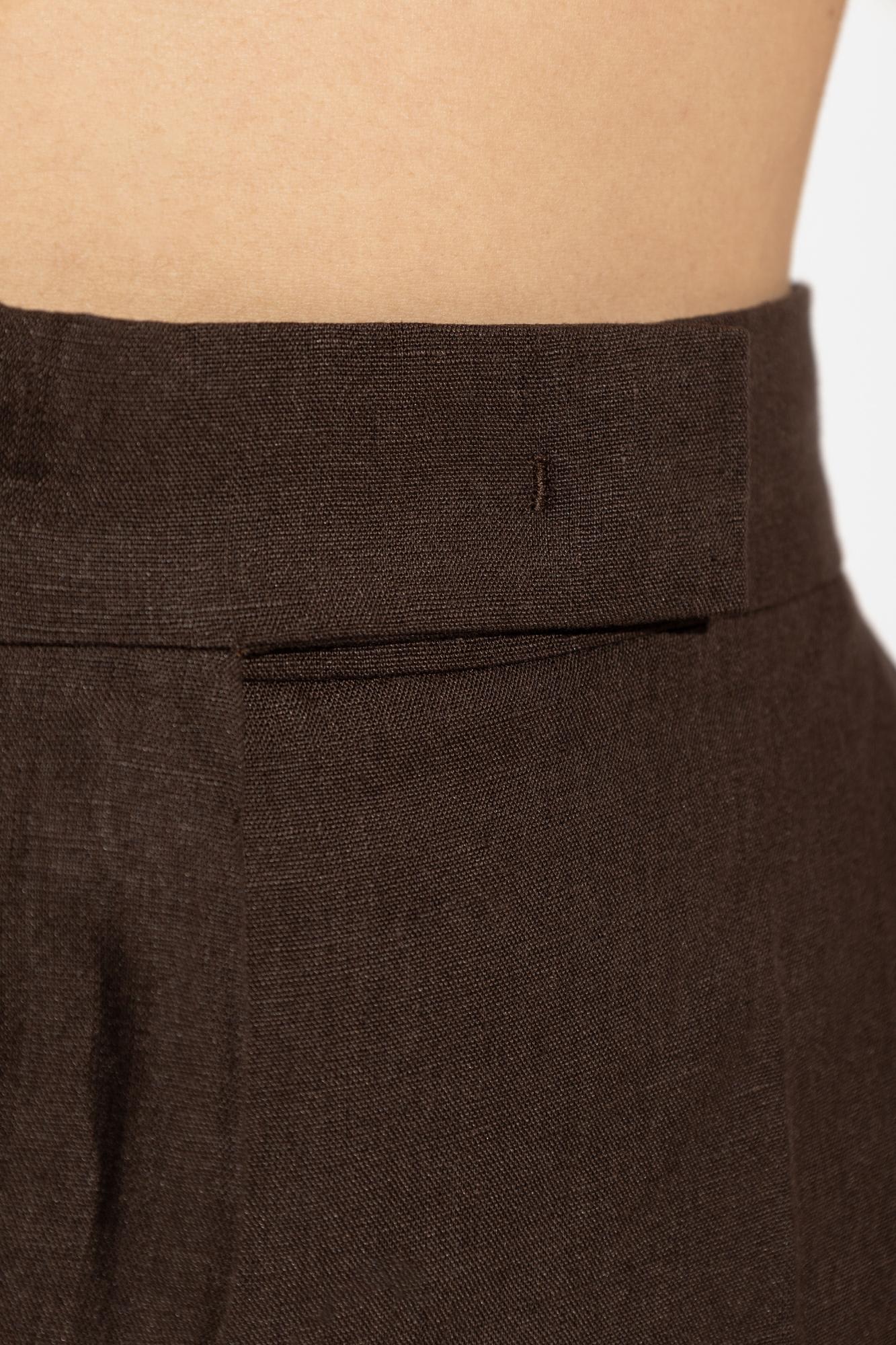 Max Mara Wide-leg Pants With High Waist And Flowing Silhouette In Brown