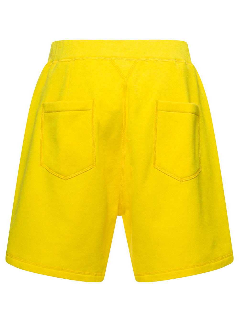 Shop Dsquared2 Yellow Shorts With Contrasting Logo Print In Cotton Man