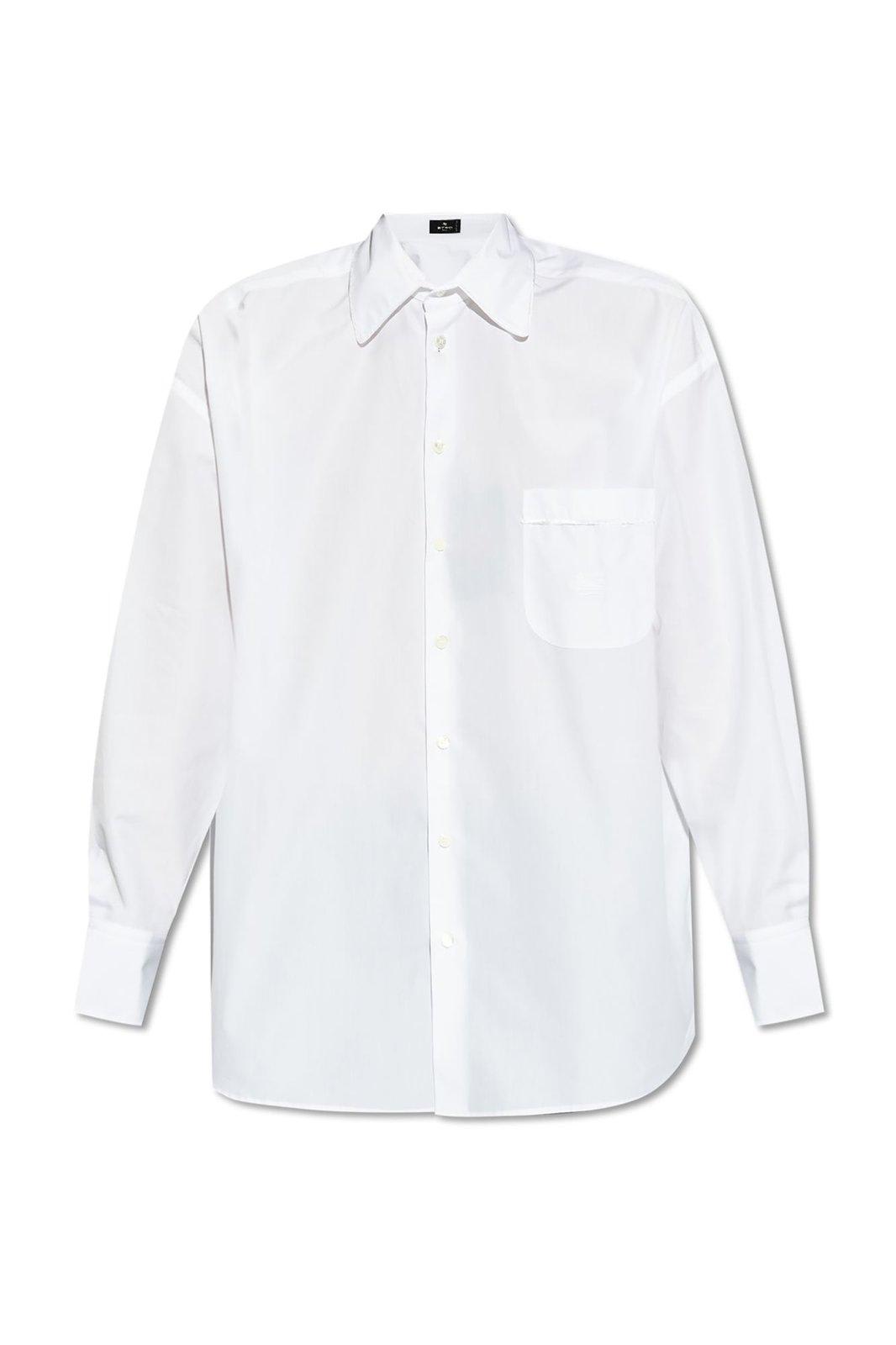 Shop Etro Logo Embroidered Long Sleeved Shirt