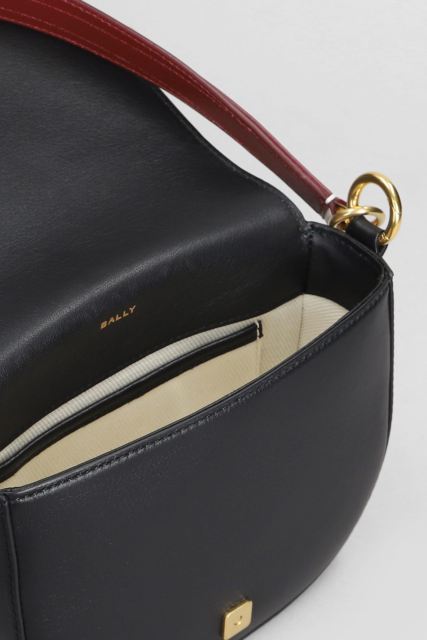 Shop Bally Code Flap Shoulder Bag In Black Leather