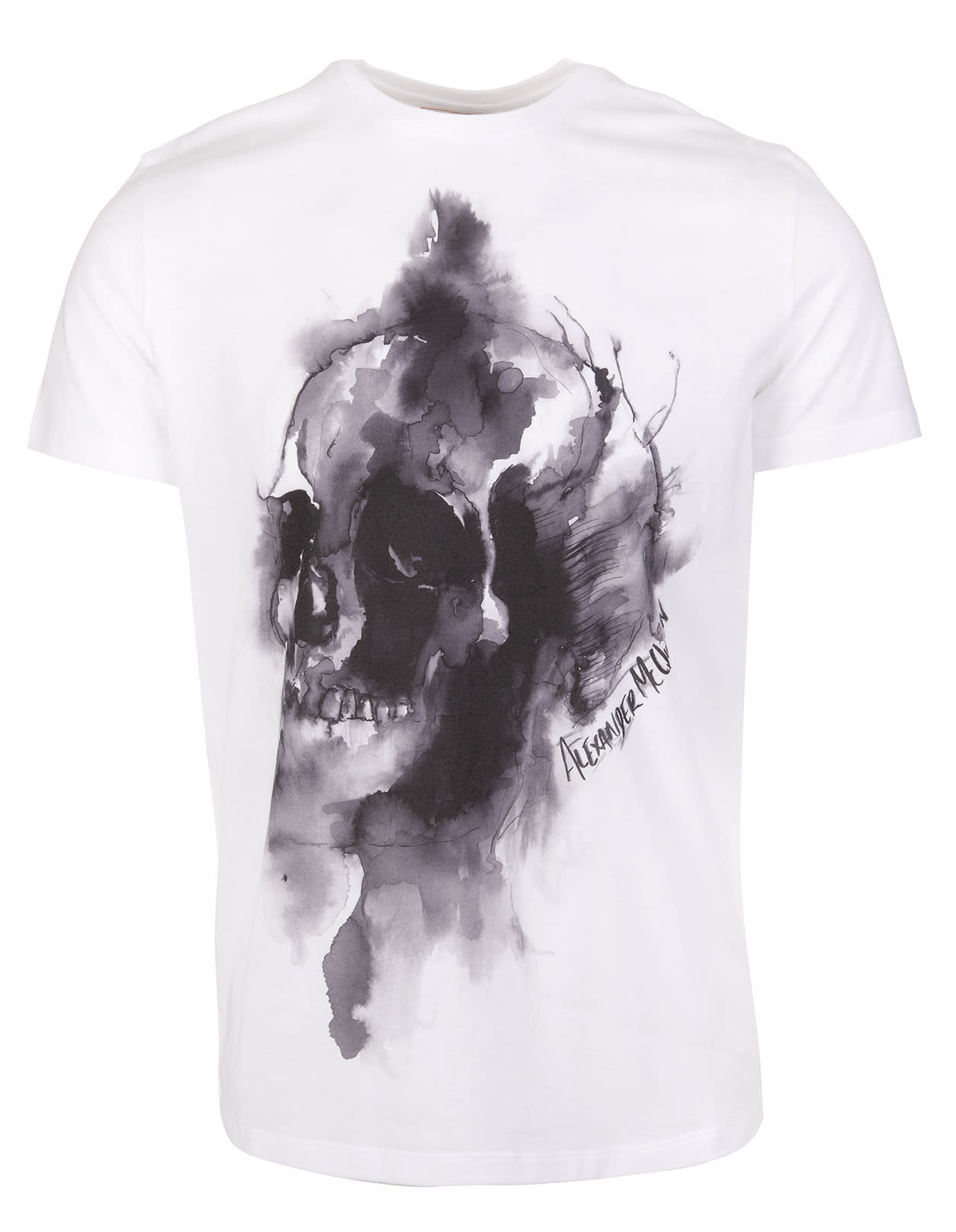 Alexander McQueen Man White Ink Skull T-shirt