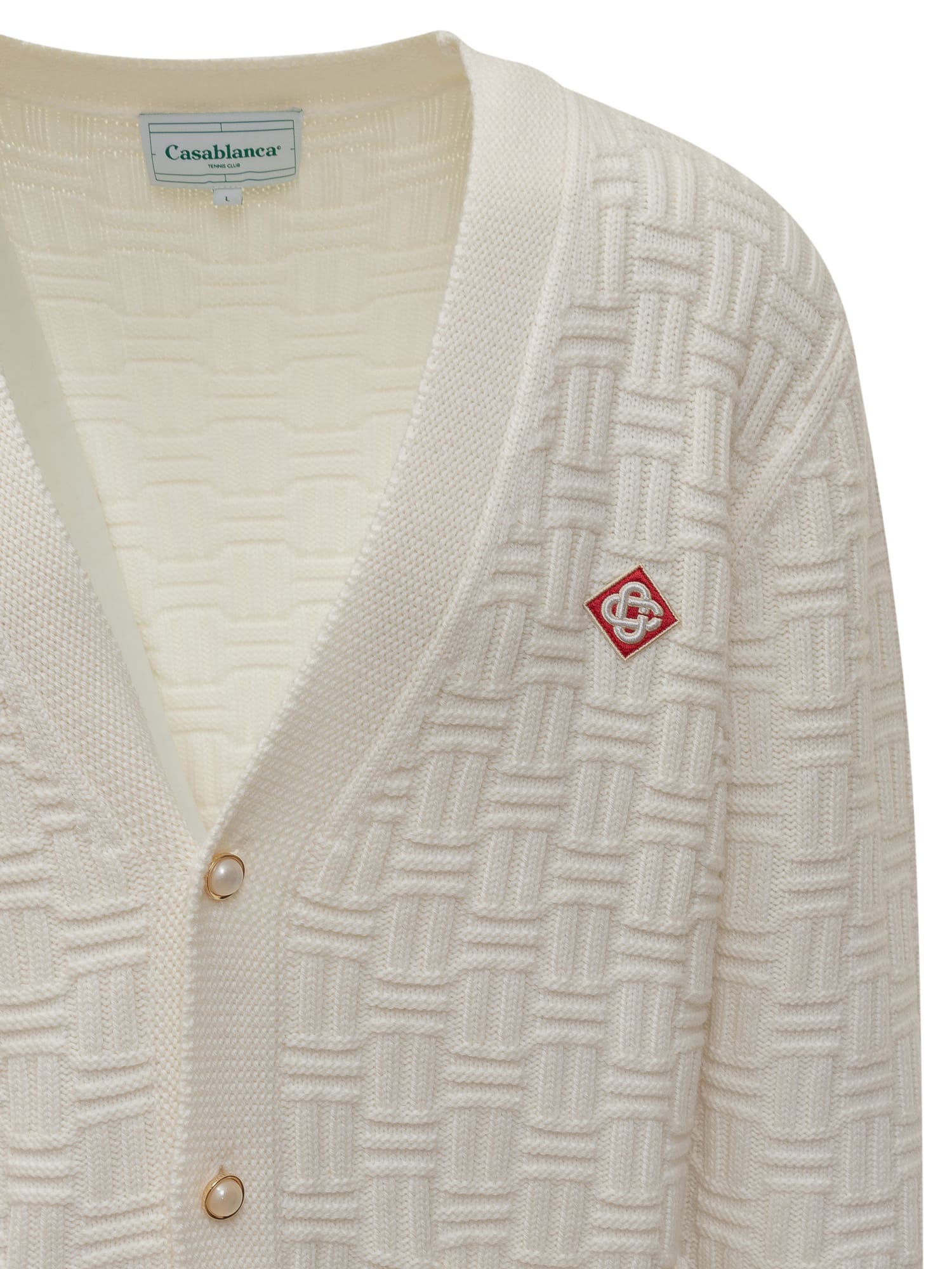 Shop Casablanca Column Cardigan In White