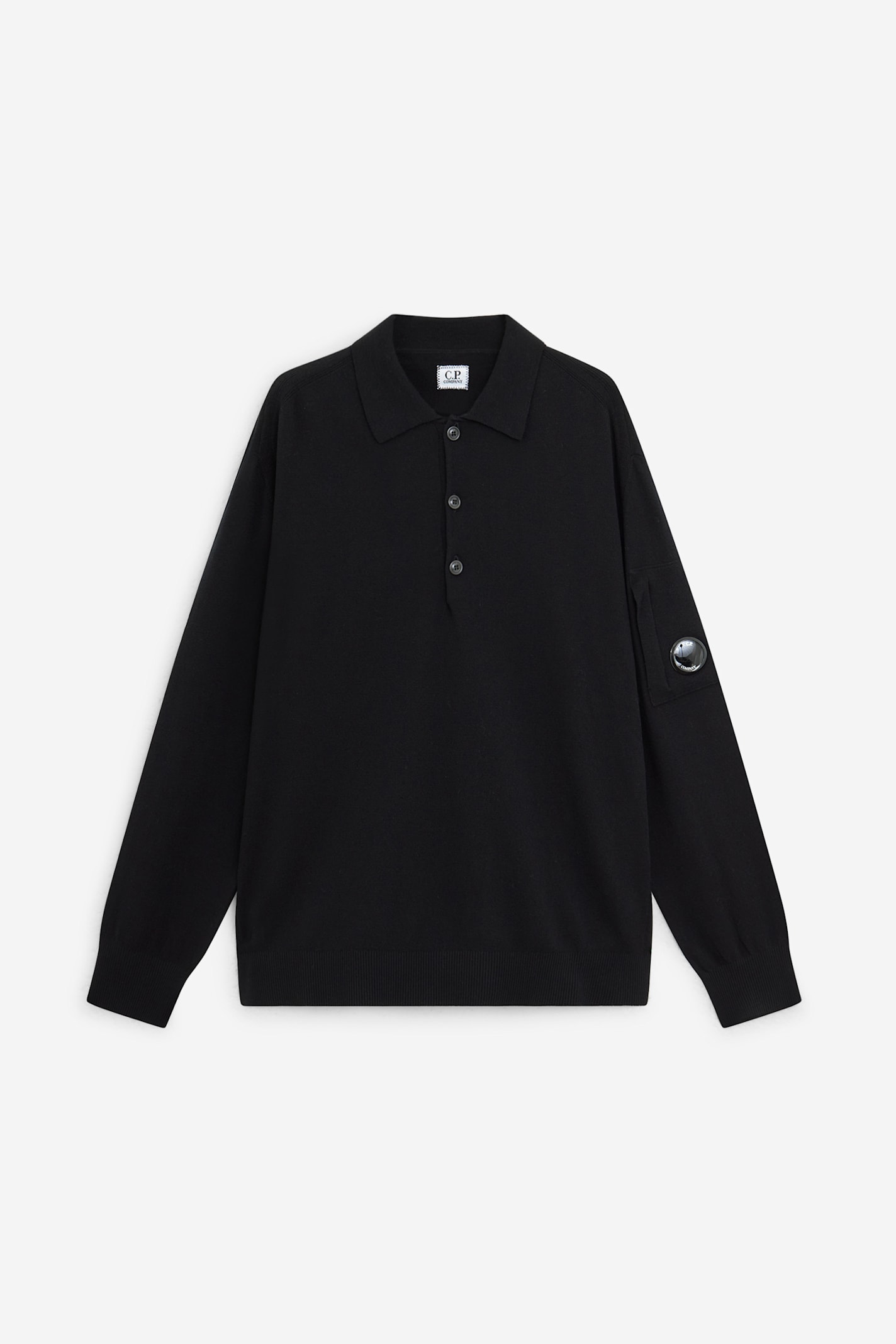 C.p. Company Ribbed Polo Shirt In Black