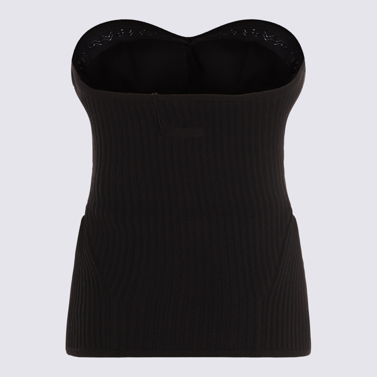 Jean Paul Gaultier Fitted Wool-blend Ribbed Knit Top In Black