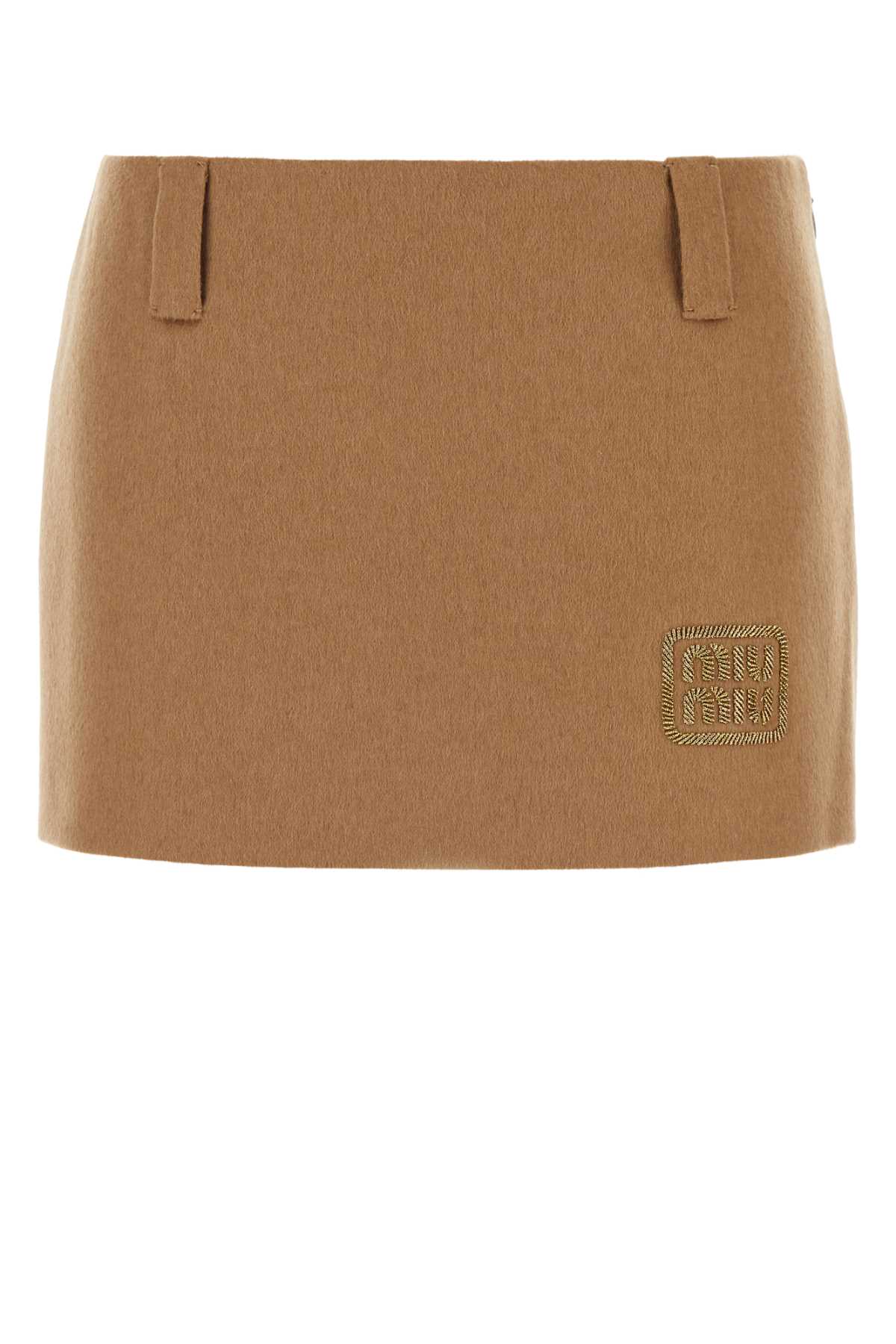 Shop Miu Miu Camel Mini Skirt In Cammello