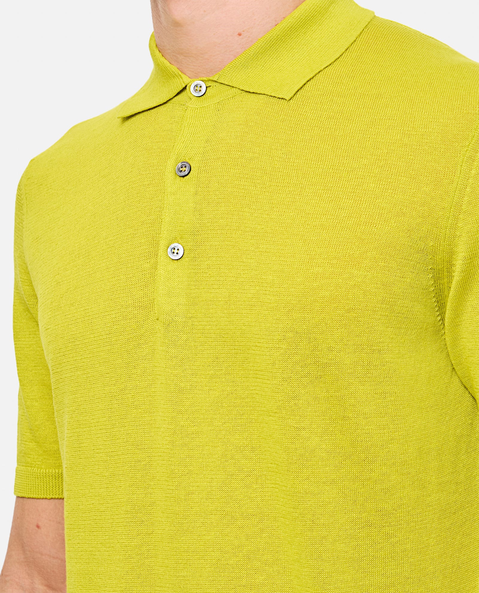 Drumohr Classic Knit Polo Shirt With Pointed Collar In Yellow