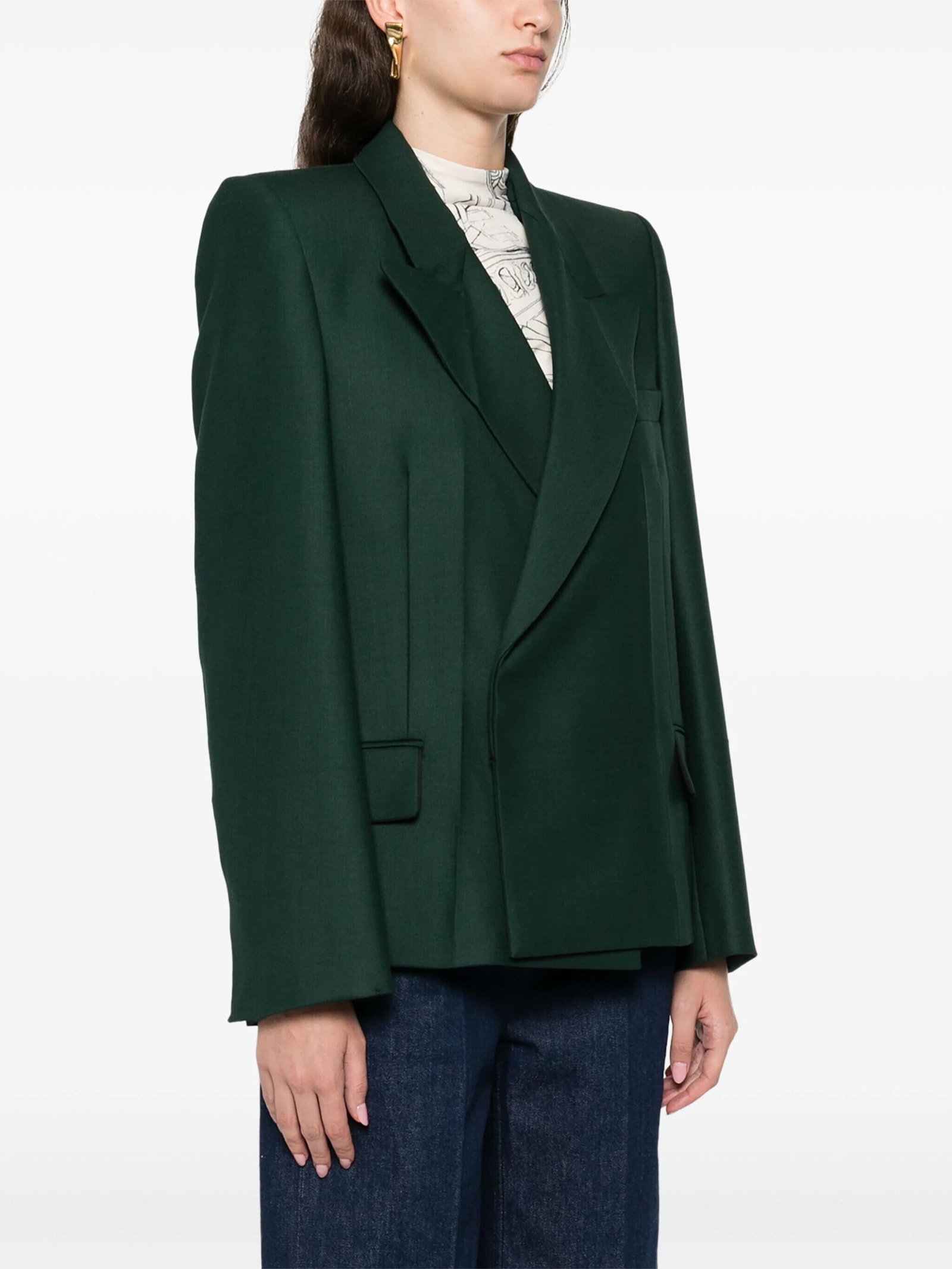 Shop Victoria Beckham Pointed Should Jacket In Seaweed