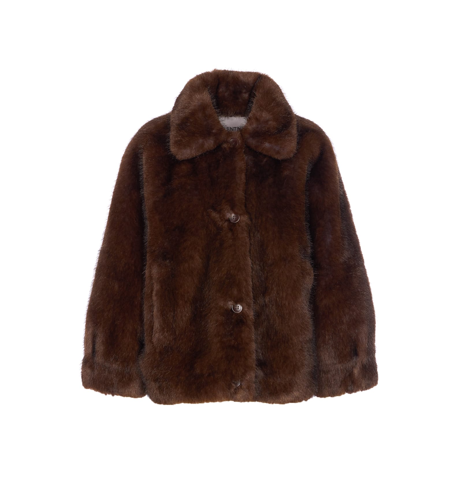 Valentini 1972 Faux-fur Collared Jacket In Brown