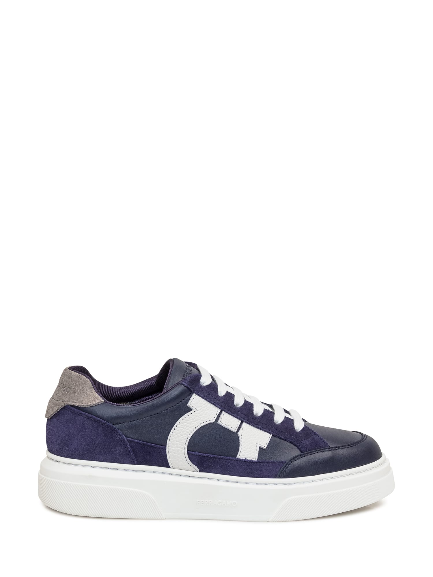 Shop Ferragamo Low-top Sneakers With Hooks In Midnight-bianco Ottico