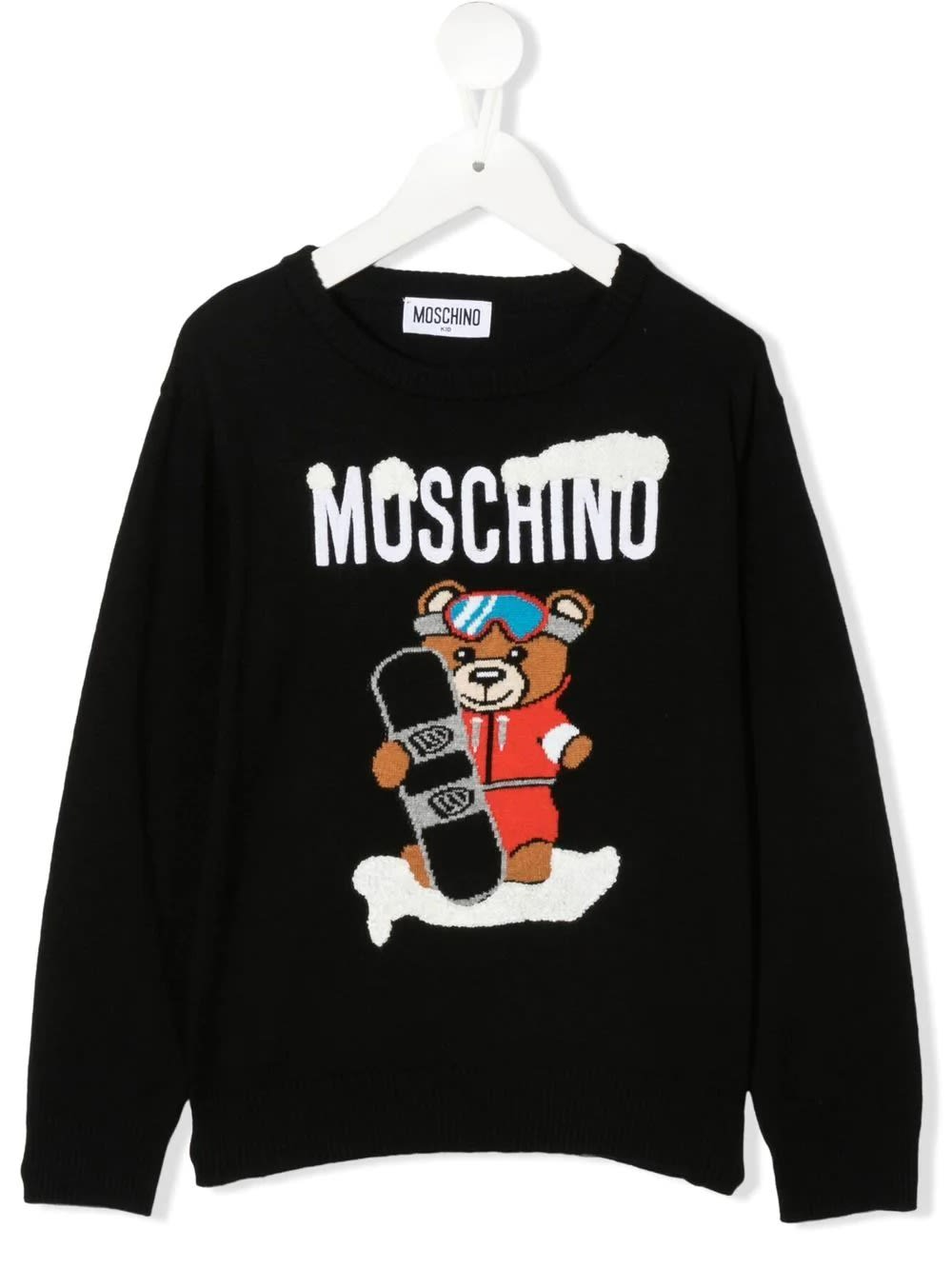 Moschino Black Snowboard Teddy Bear Sweater