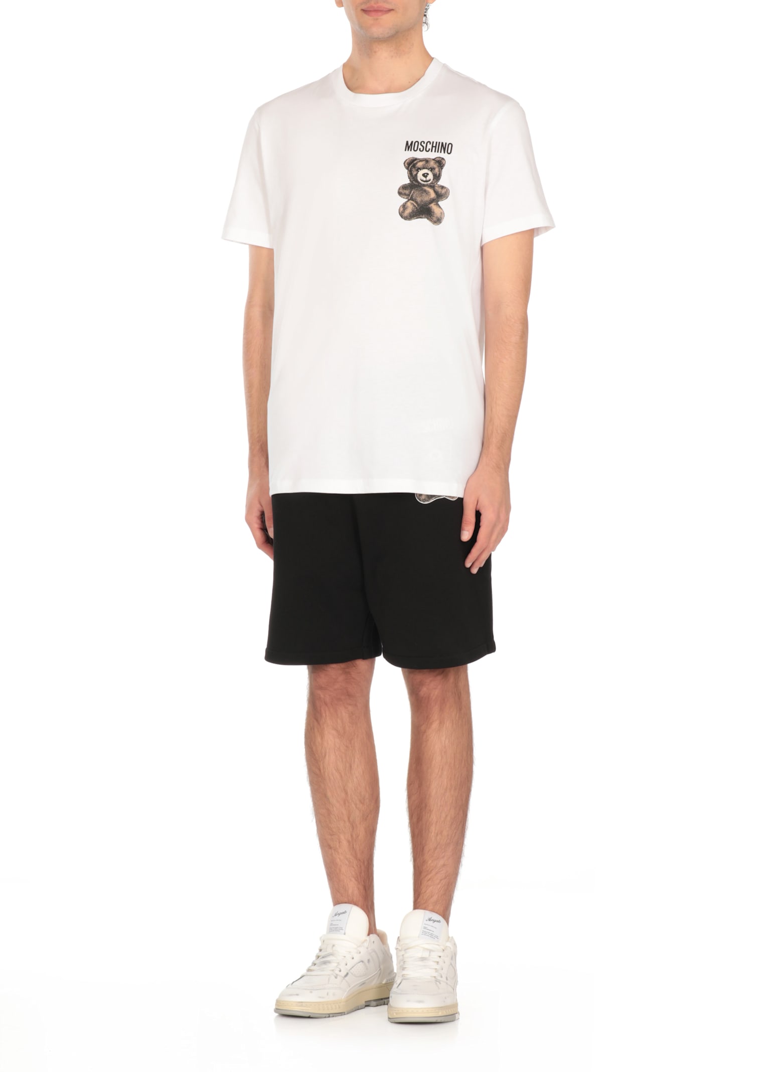 Moschino Teddy Logo Print Crewneck T-shirt In White