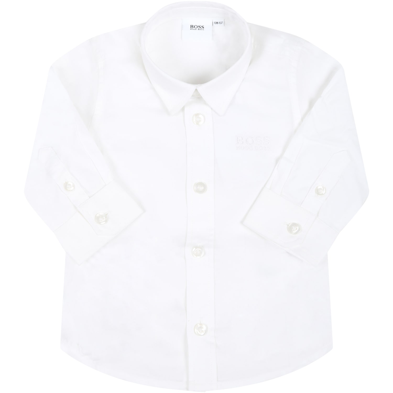 Hugo Boss White Shirt Fot Baby Boy With White Logo