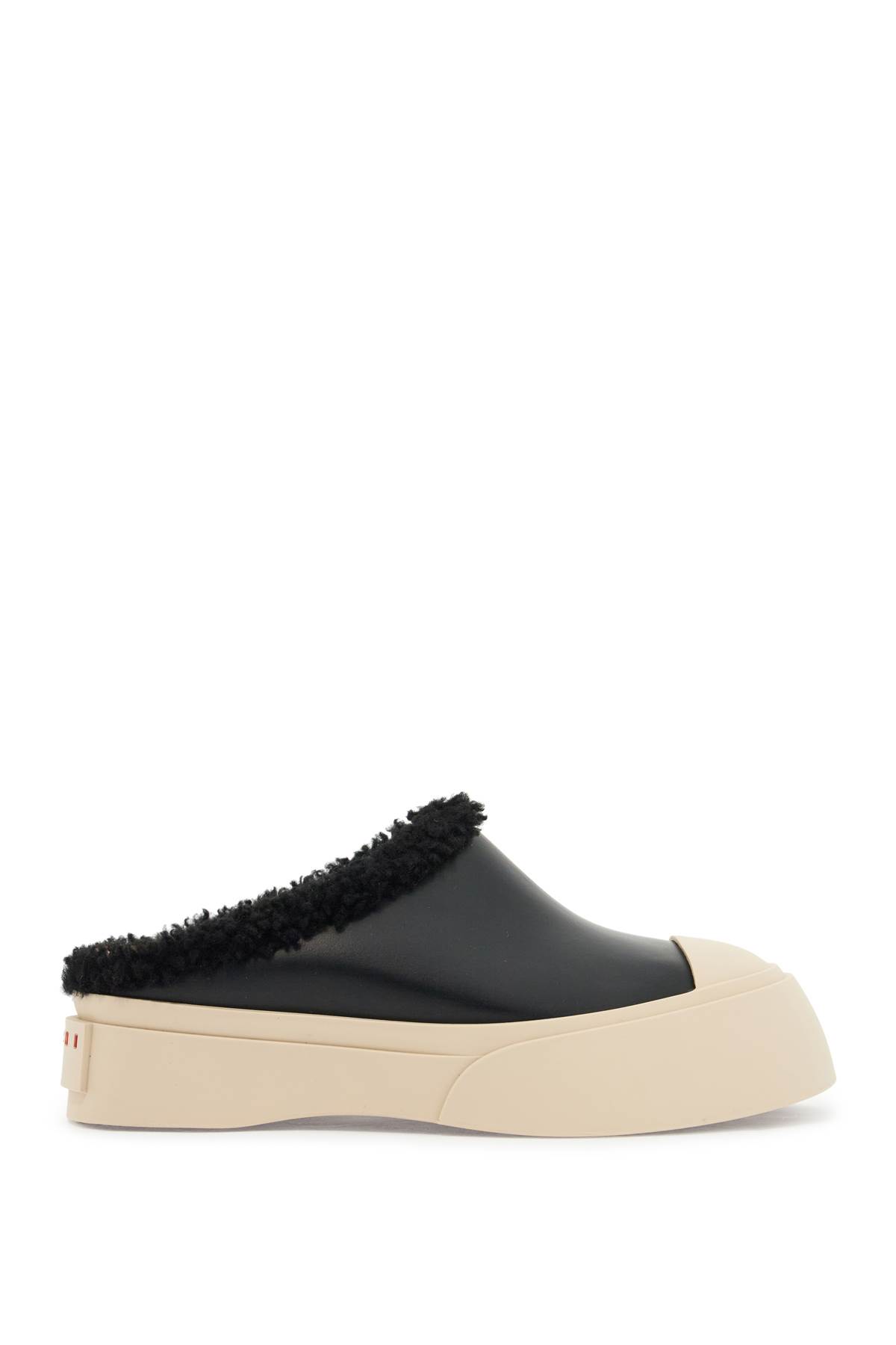 Shop Marni Pablo Leather And Shearling Clog In Black (black)