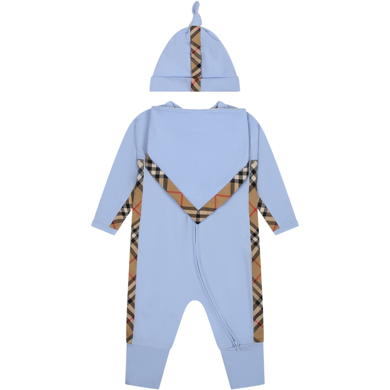 Burberry Light Blue Set For Baby Boy With Logo