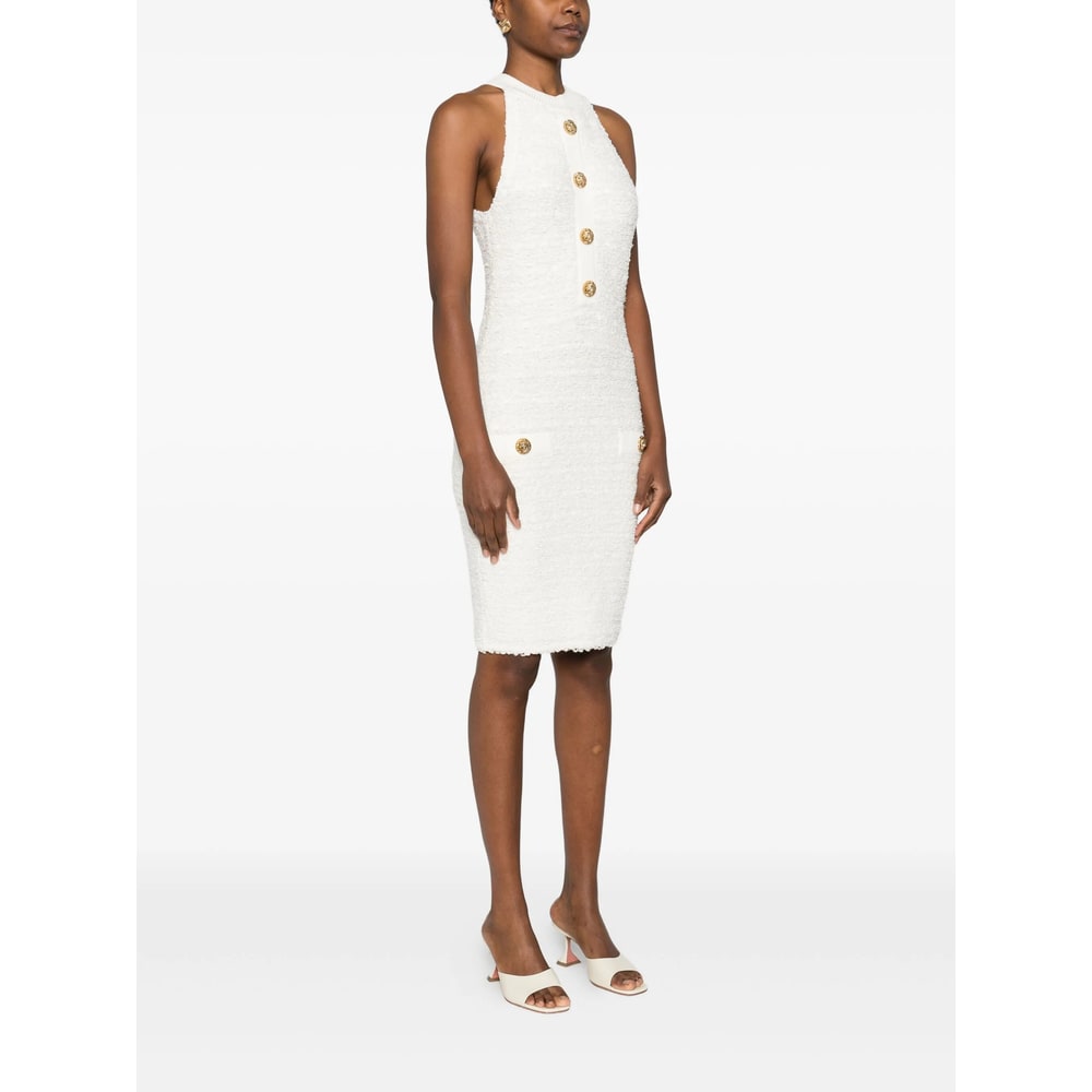 Balmain Button-detail Mini Dress In White