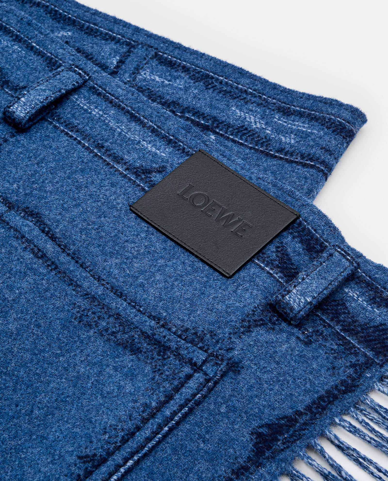 Loewe Scarf Made Of A Double-faced Wool And Cashmere Blend. In Blue
