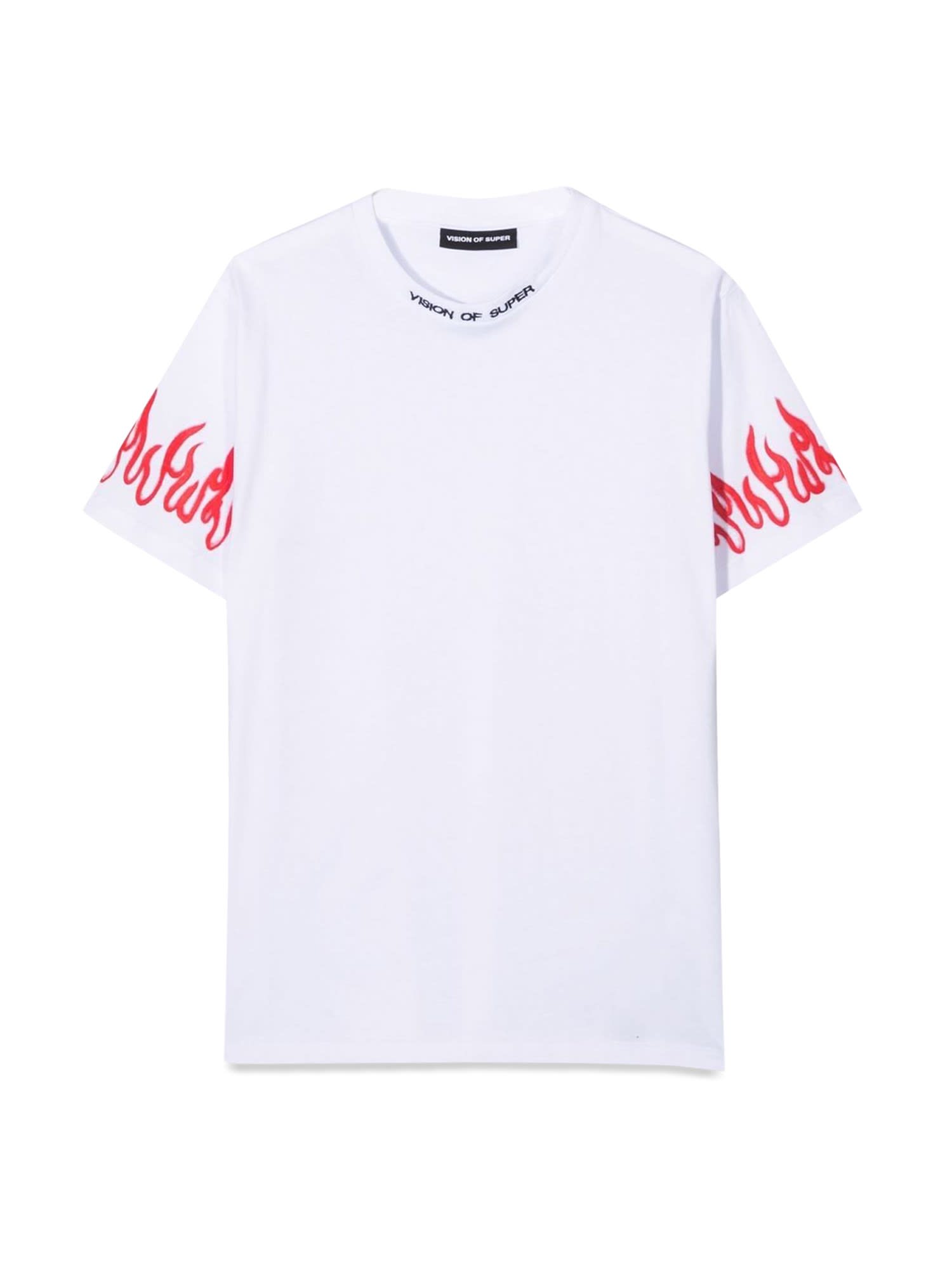 Vision of Super White Kids T-shirt With Red Spray Flames