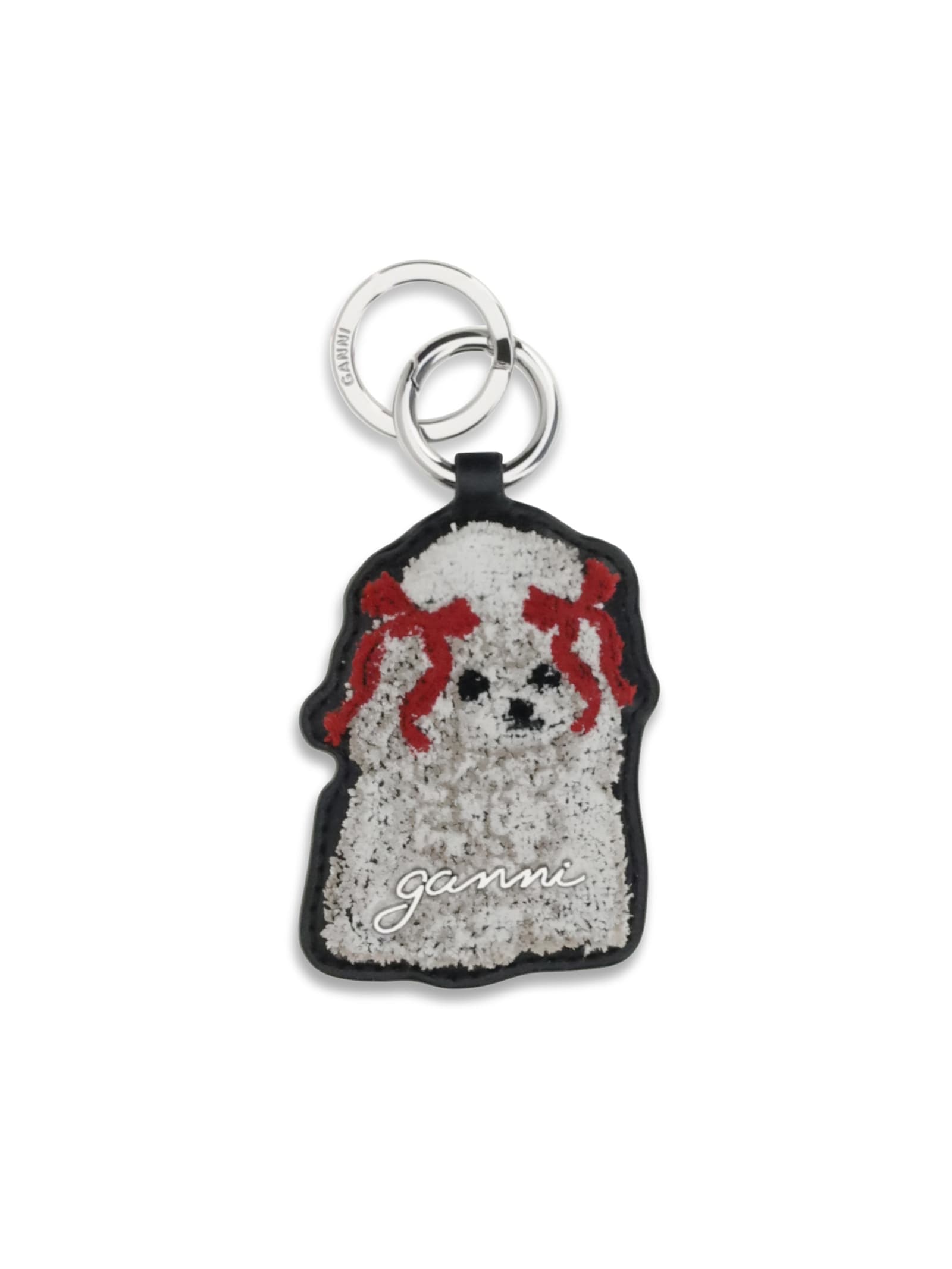 Ganni Women Poodle Key Ring In Gray