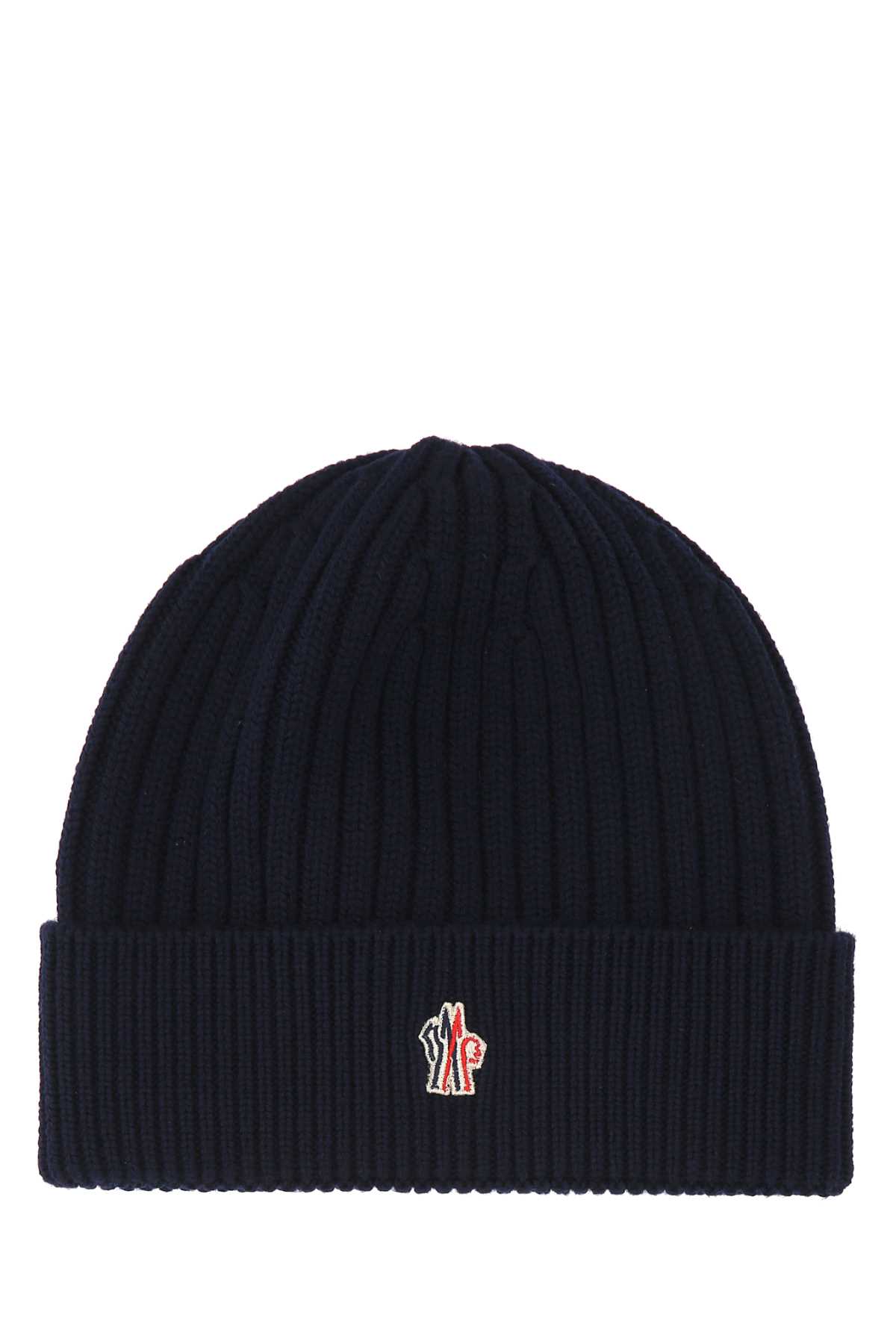 Shop Moncler Navy Blue Wool Beanie Hat