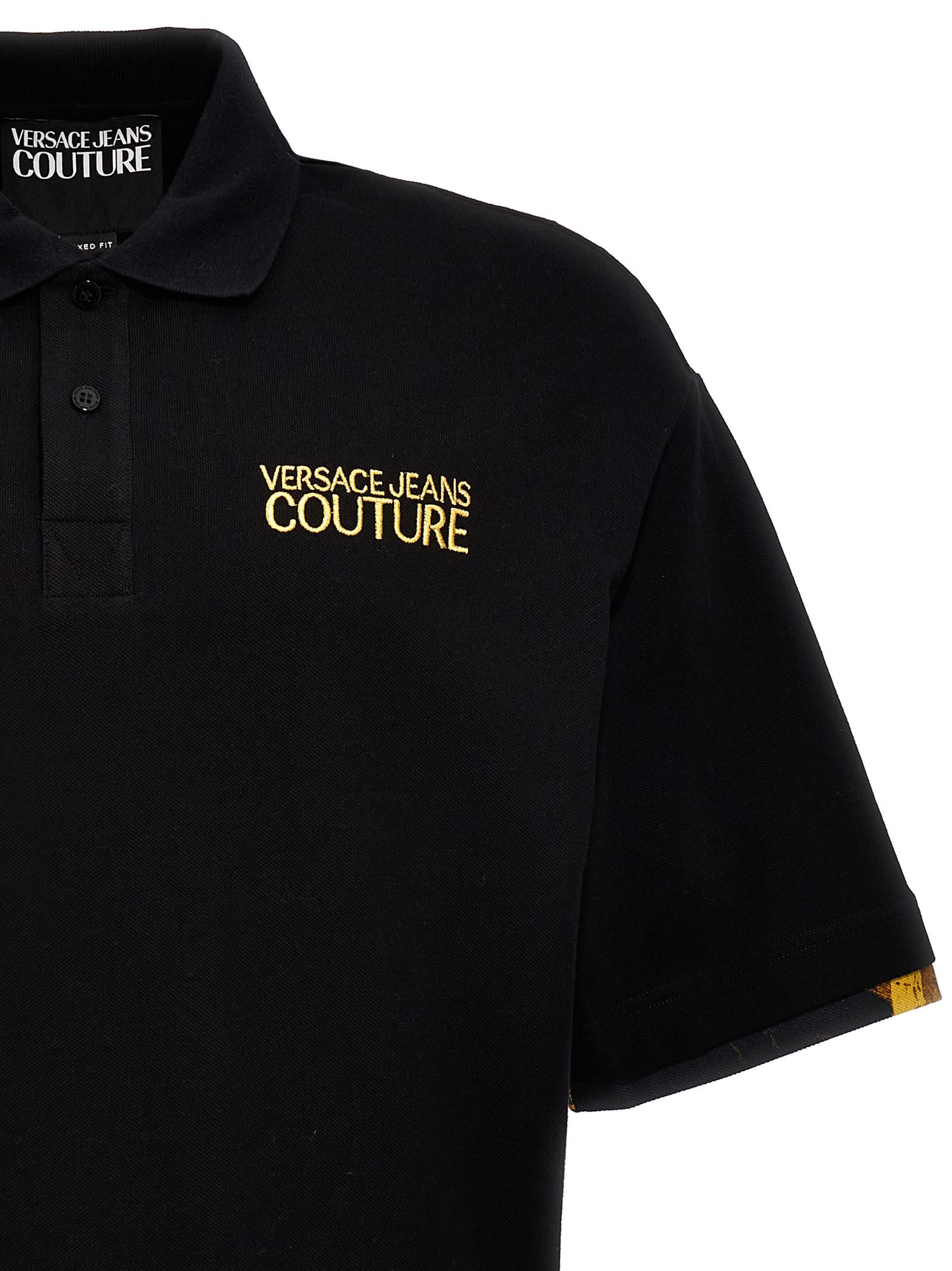 Shop Versace Jeans Couture Barocco Polo Shirt In Black