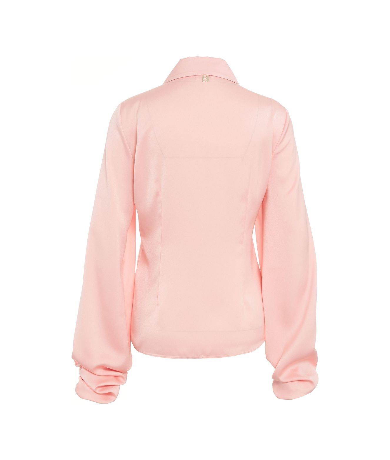 Shop Blugirl Satin Button-up Shirt In Peach Pearl