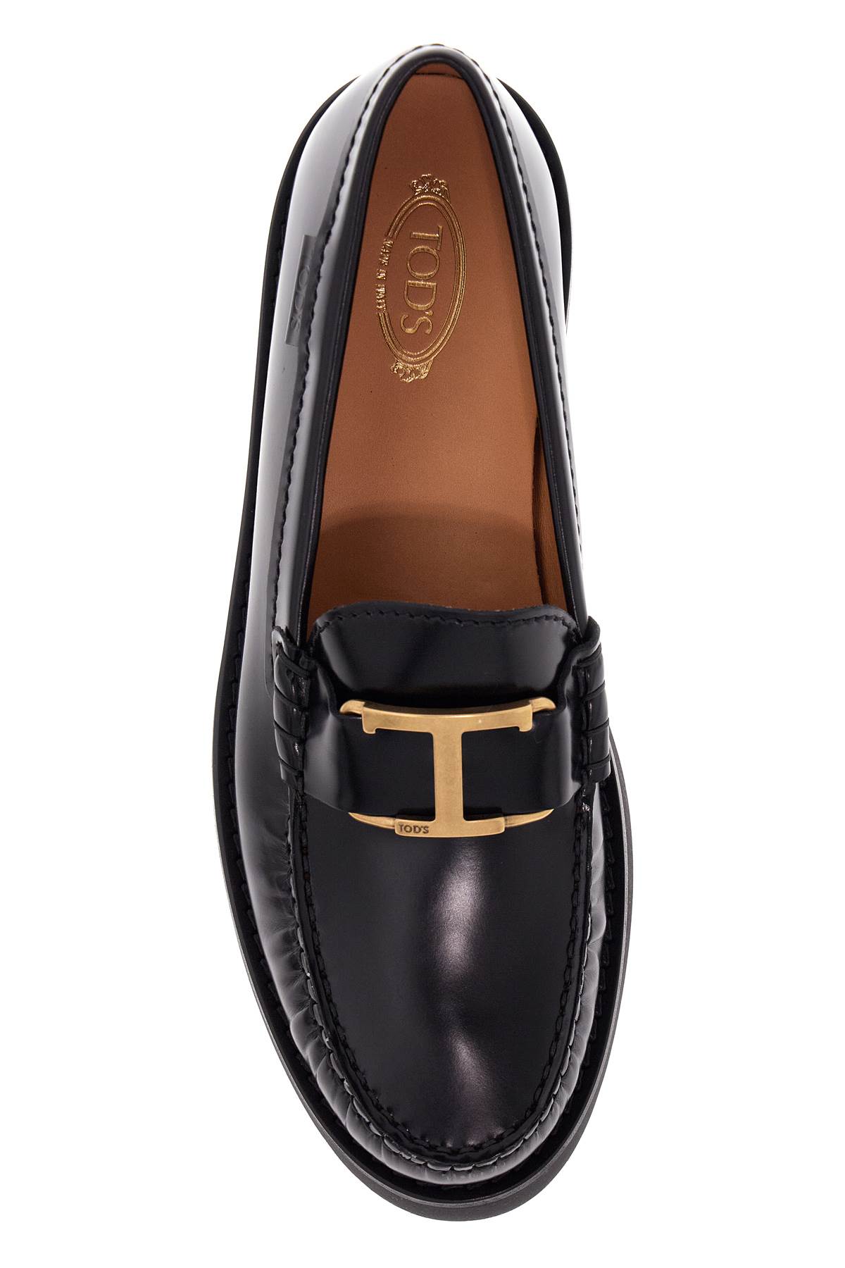 Shop Tod's T Timeless Leather Loafers In Nero (black)