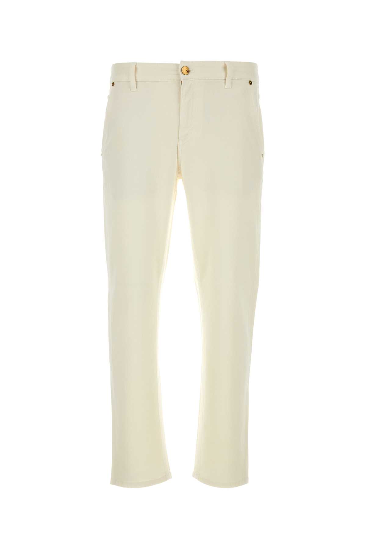 Shop Pt Torino Ivory Stretch Denim Jeans In H015