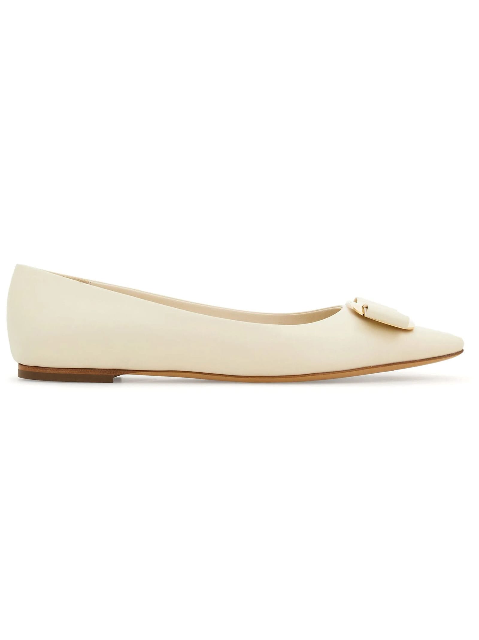 Vara Ballet Flat Cream White Nappa Leather