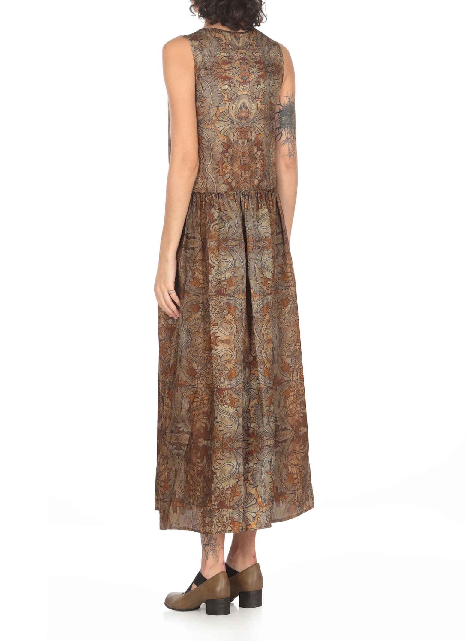 Shop Uma Wang Dress With Floral Pattern In Brown