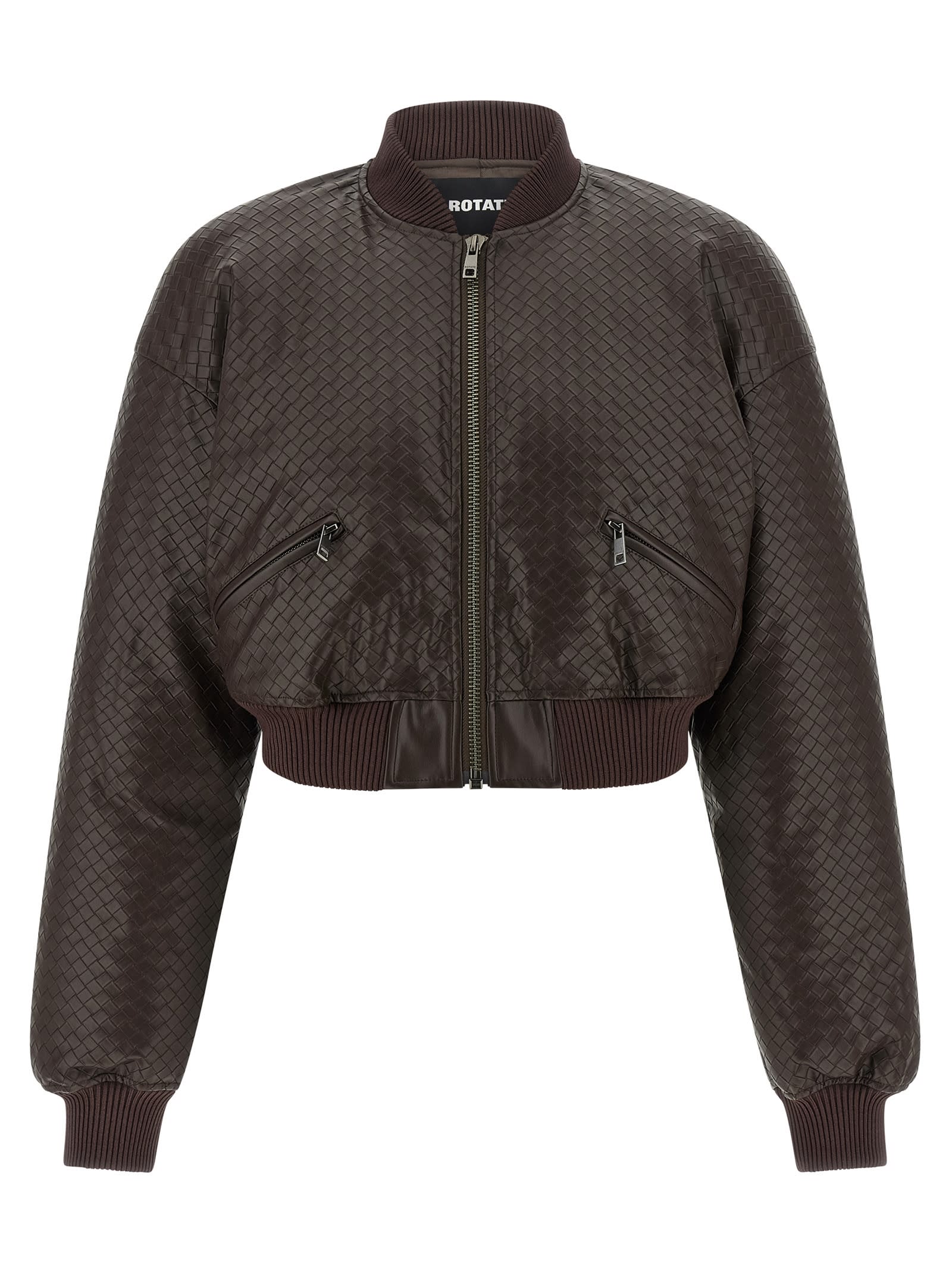 Rotate Birger Christensen Puffer Bomber Jacket In Brown